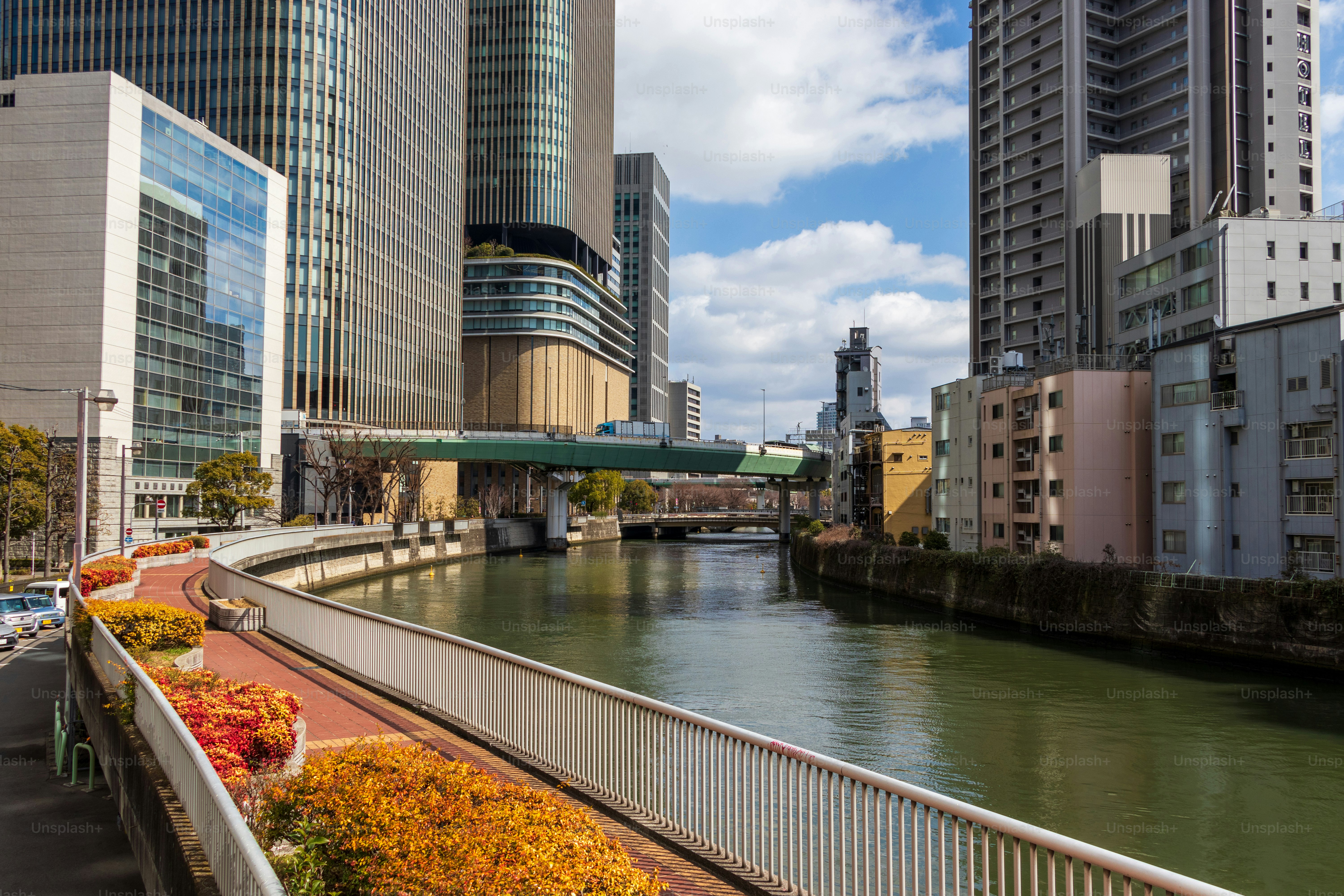 City scenery along Tosabori River in Nakanoshima, Osaka