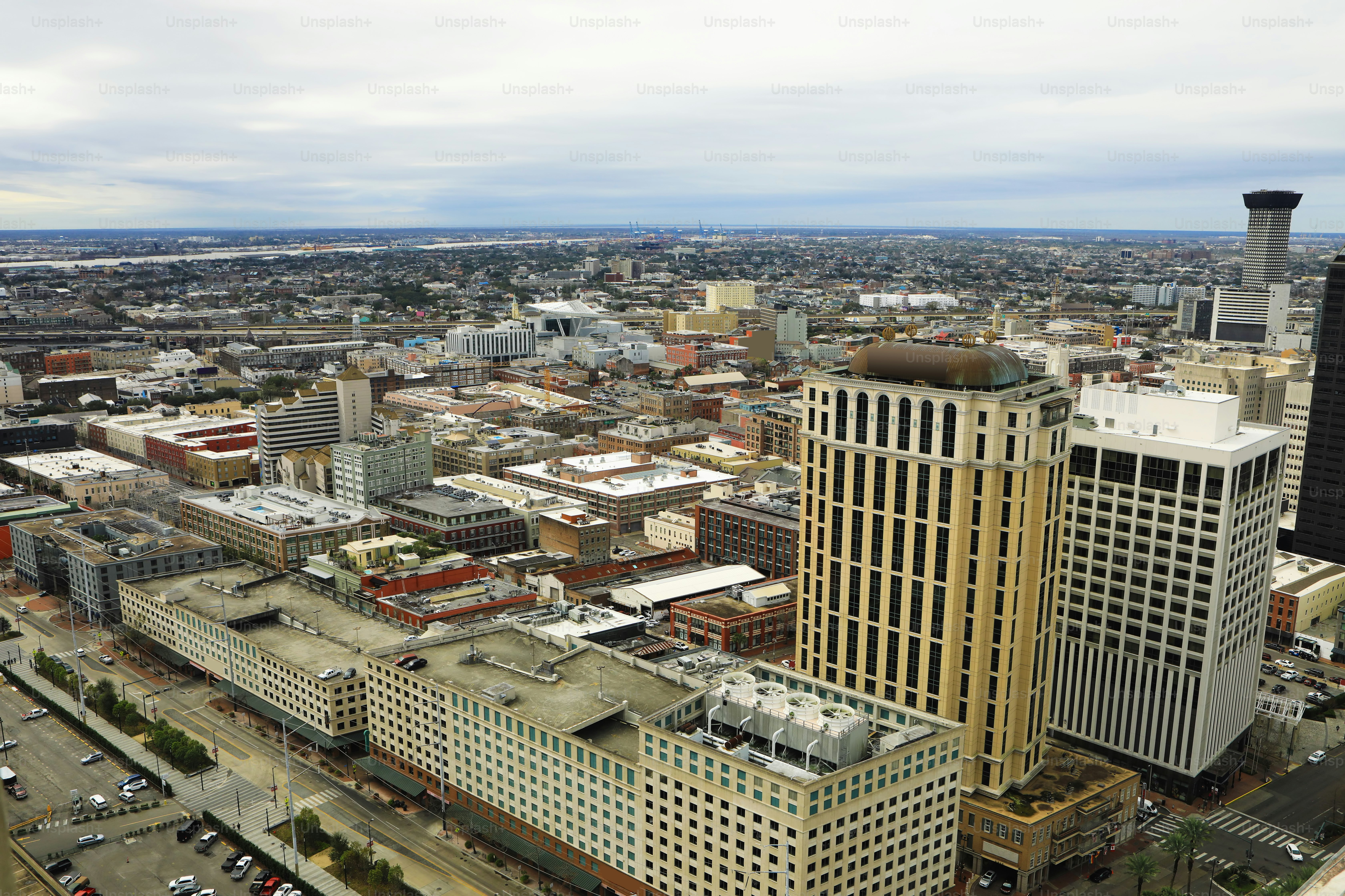 An aerial view of New Orleans, Louisiana, United States on a fine day