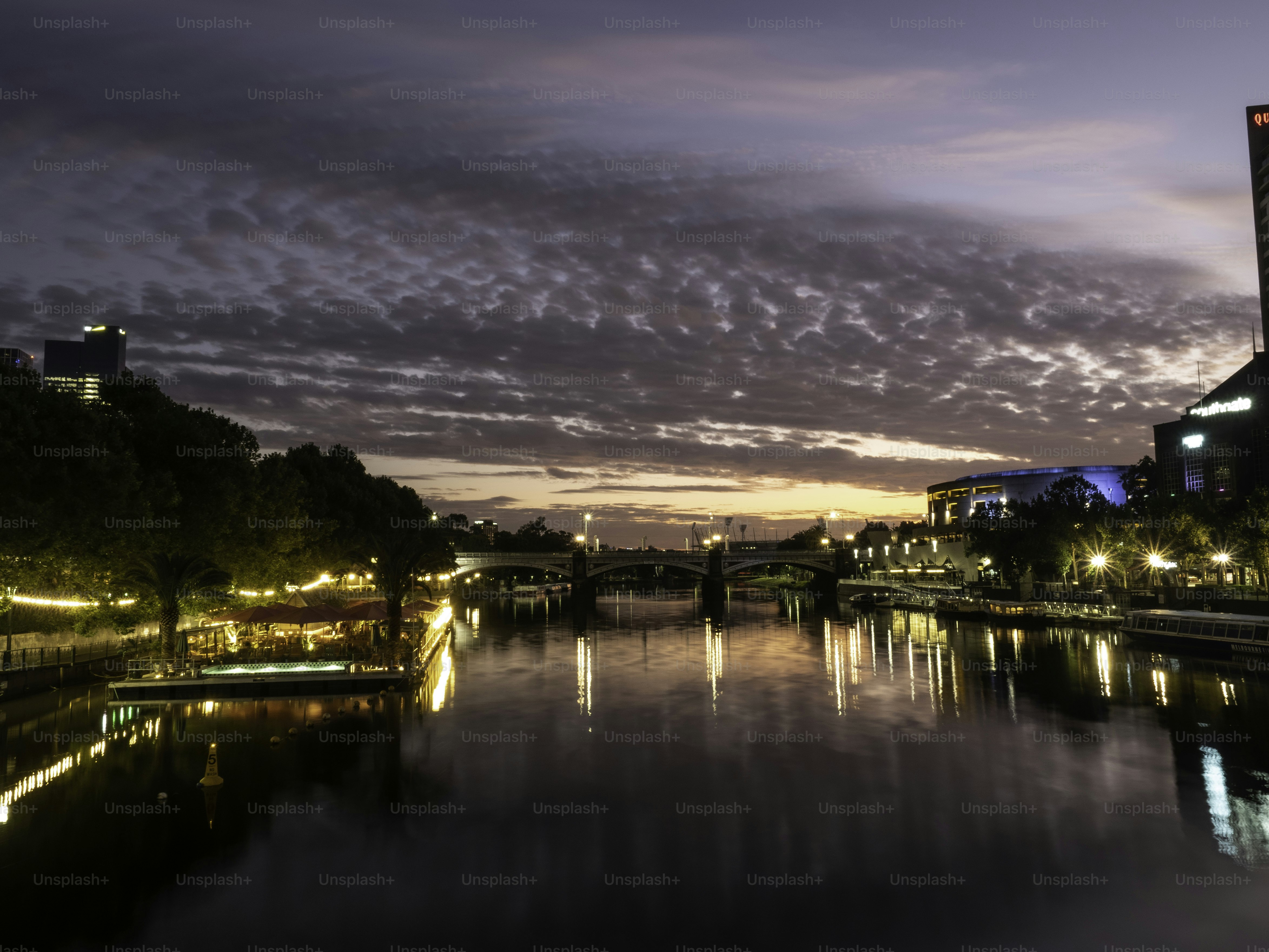Sunrise over Melbourne and the Princes Bridge St Kilda Road