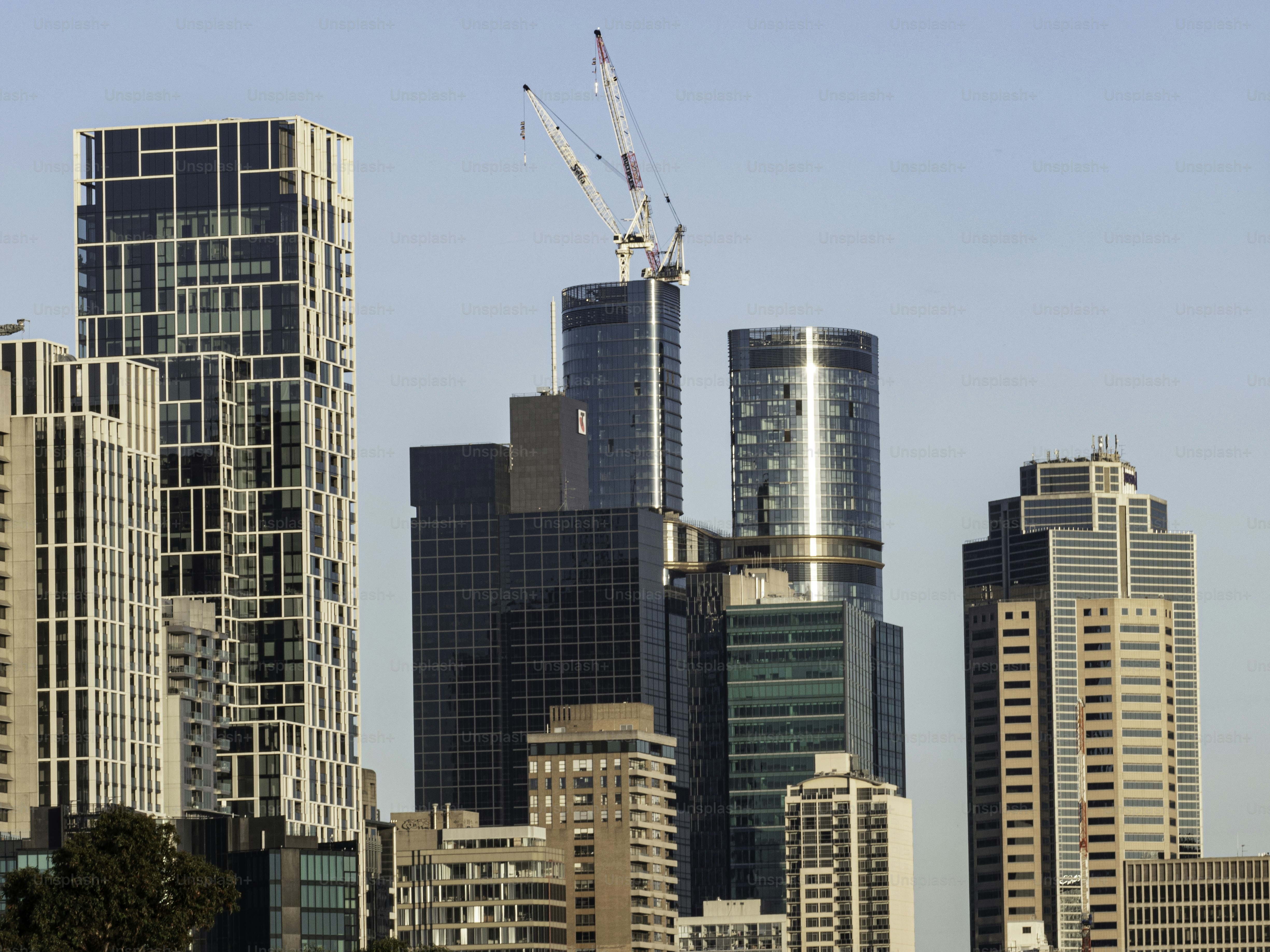 Skyline di Melbourne al mattino presto
