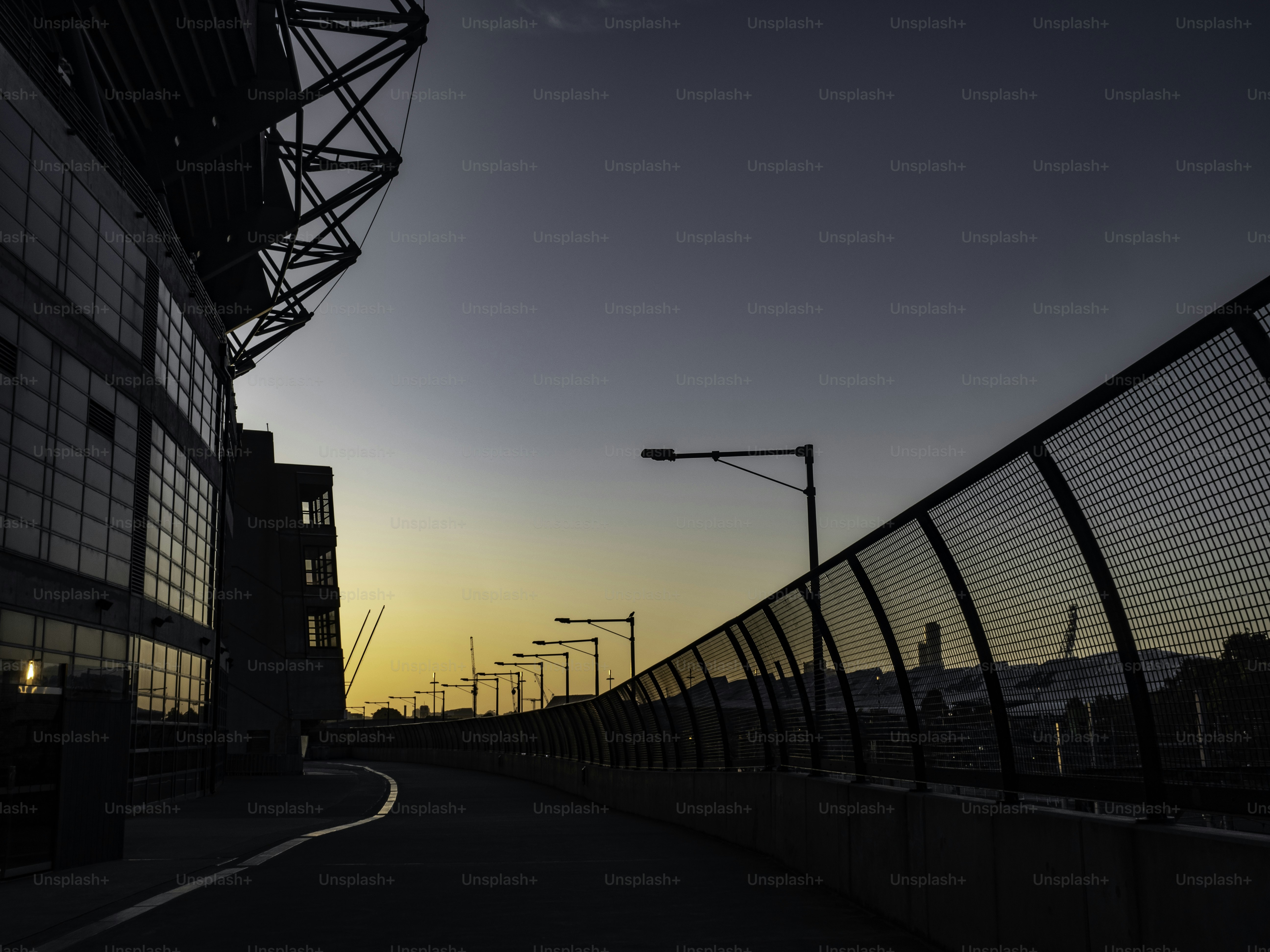 The pedestrian walkway at the Melbourne Cricket Ground early morning