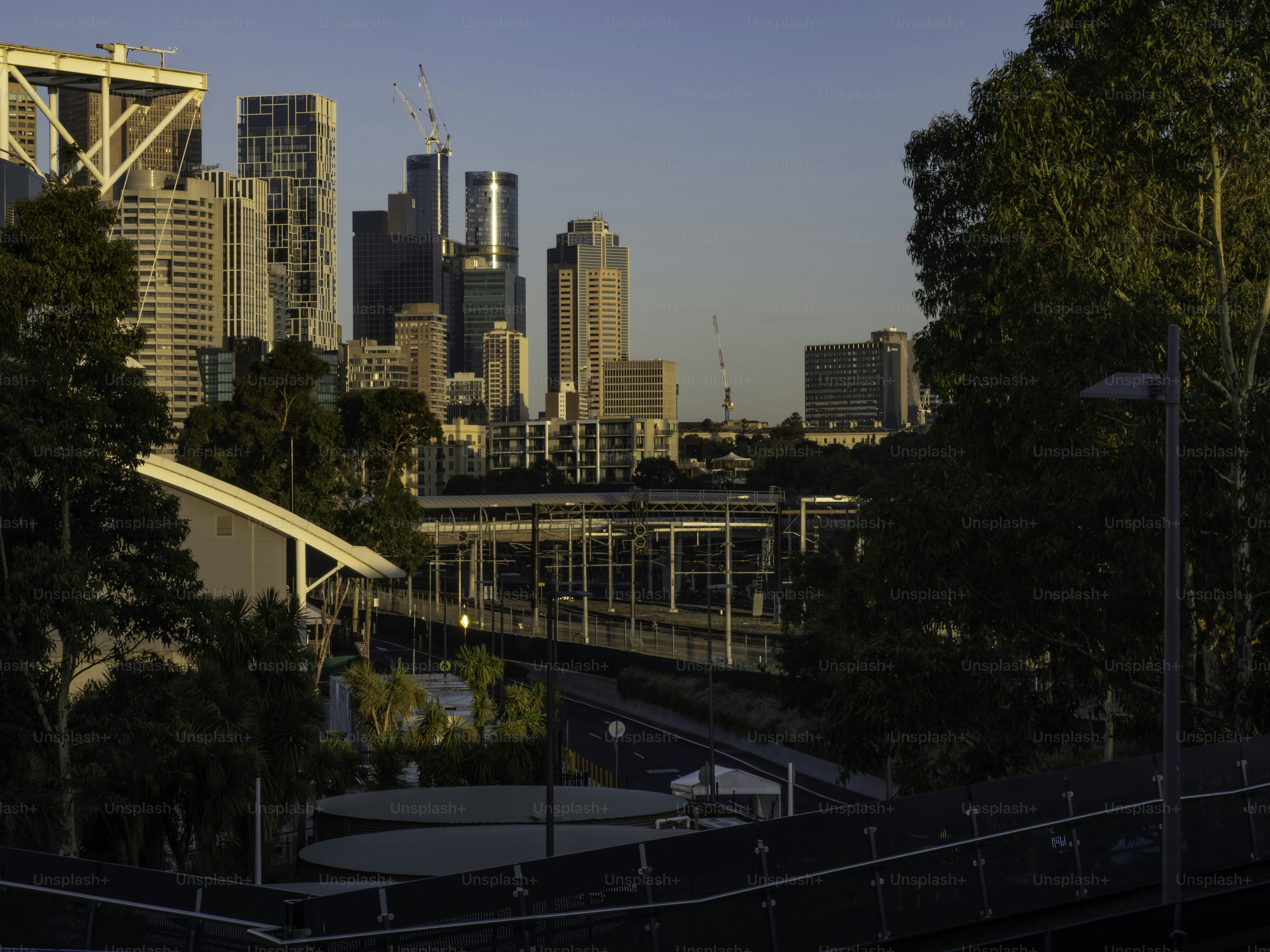 Skyline di Melbourne al mattino presto