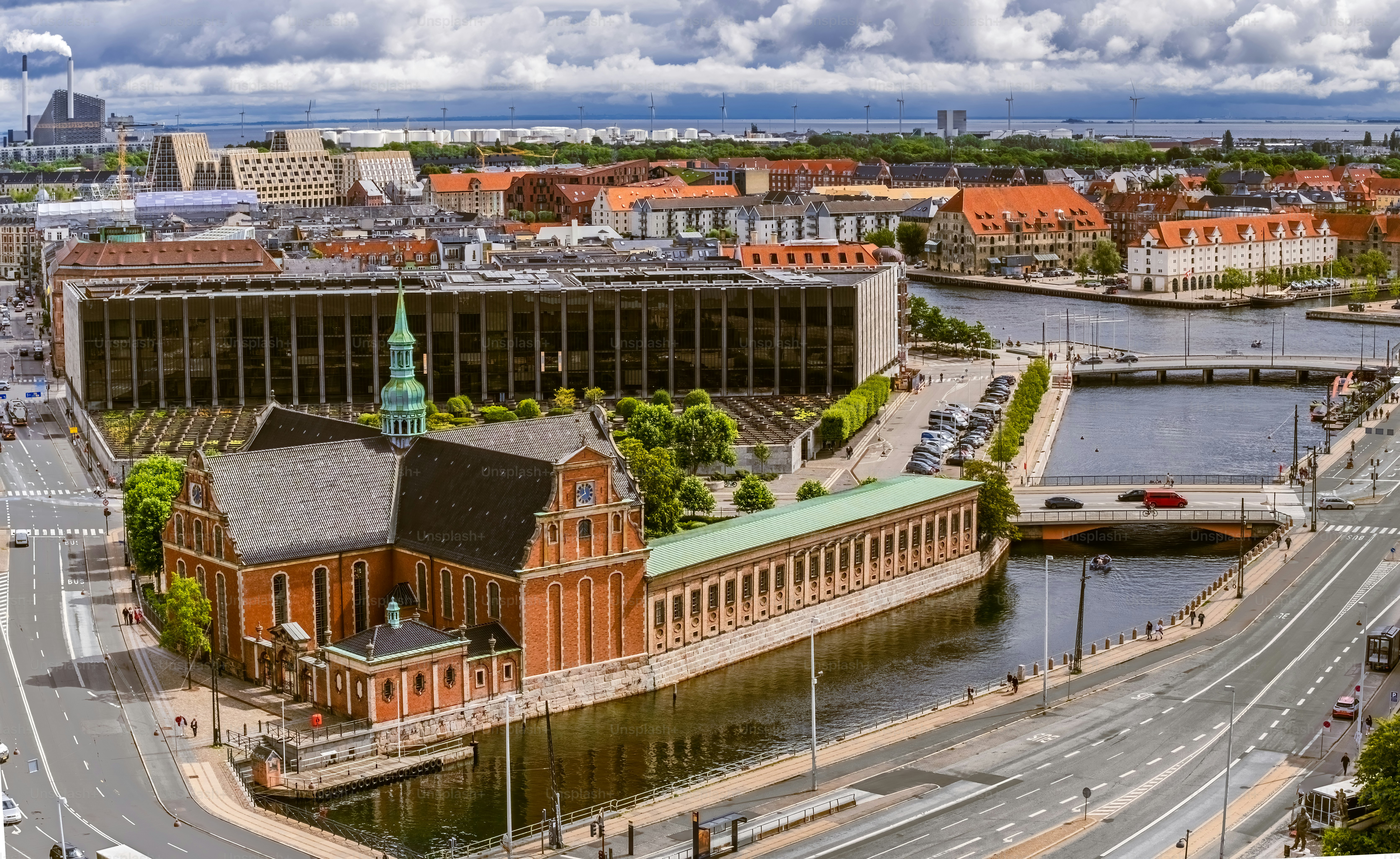View of Copenhagen on summer day from above