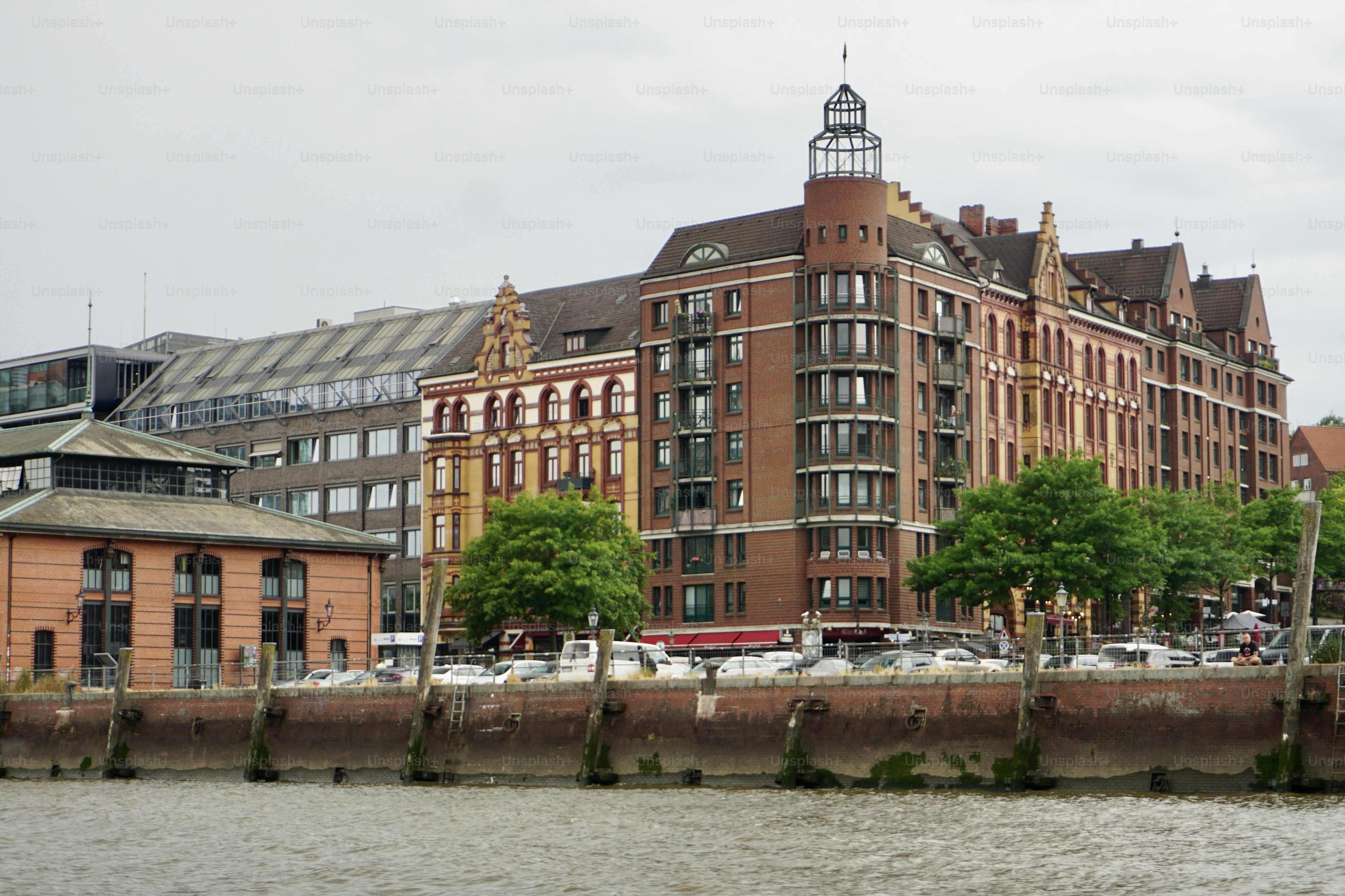 The Speicherstadt in summer. Hamburg in summer. Warehouse city in Hamburg. Red brick buildings.