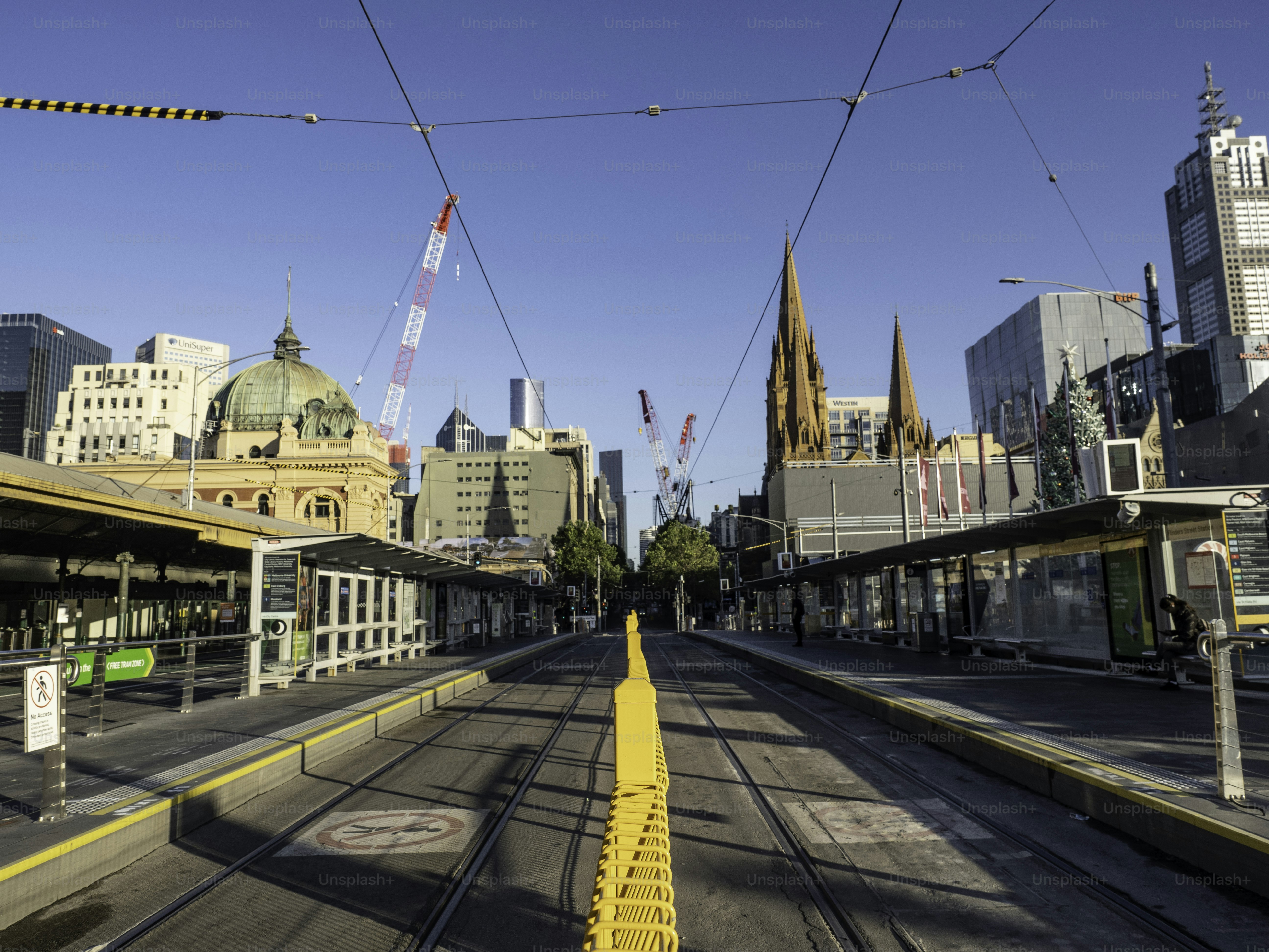 Melbourne's St Kilda road and tram stop