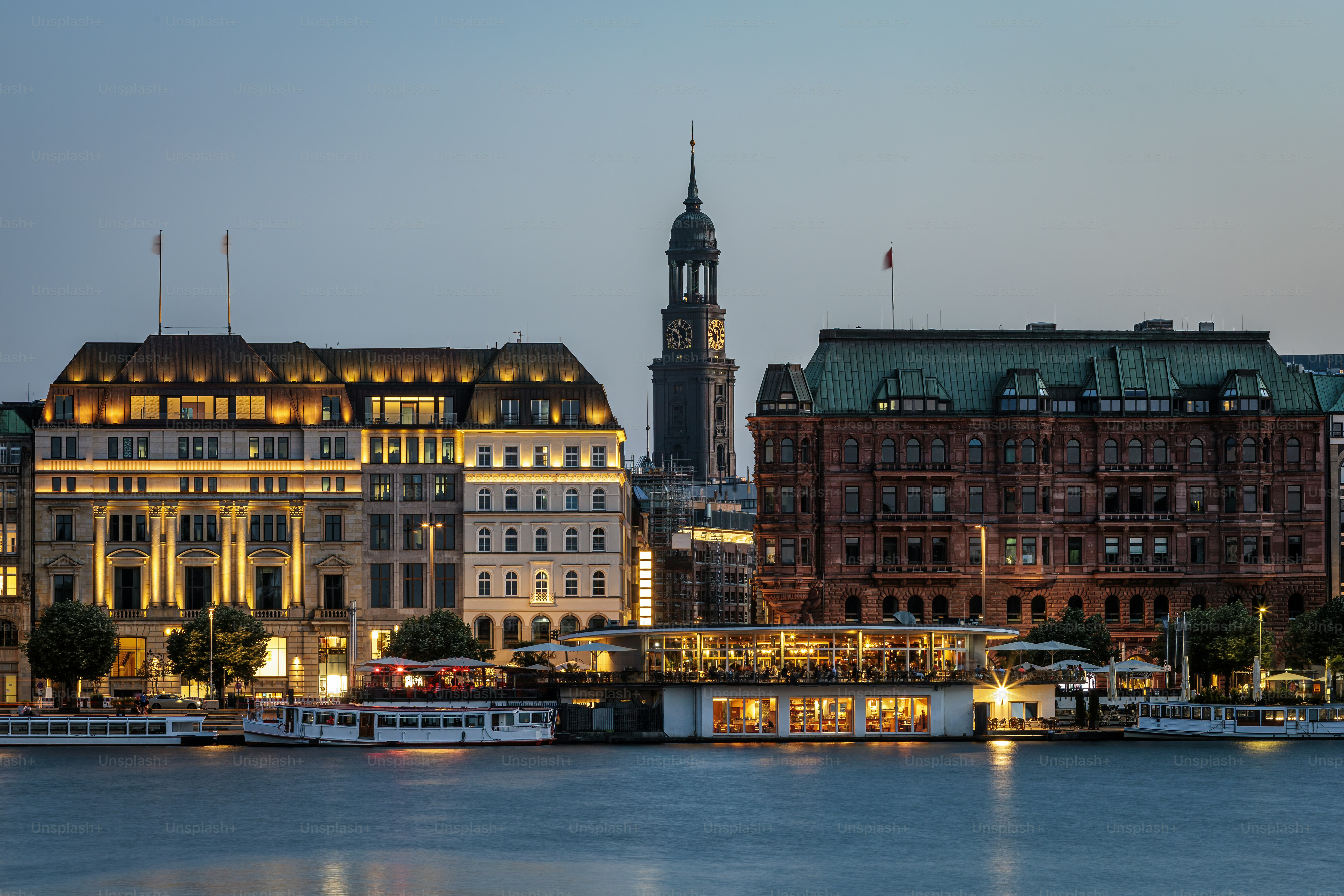 City of Hamburg architecture and lake Alster. Photo taken on 11th of June 2023 in the Free and Hanseatic City of Hamburg, Germany.