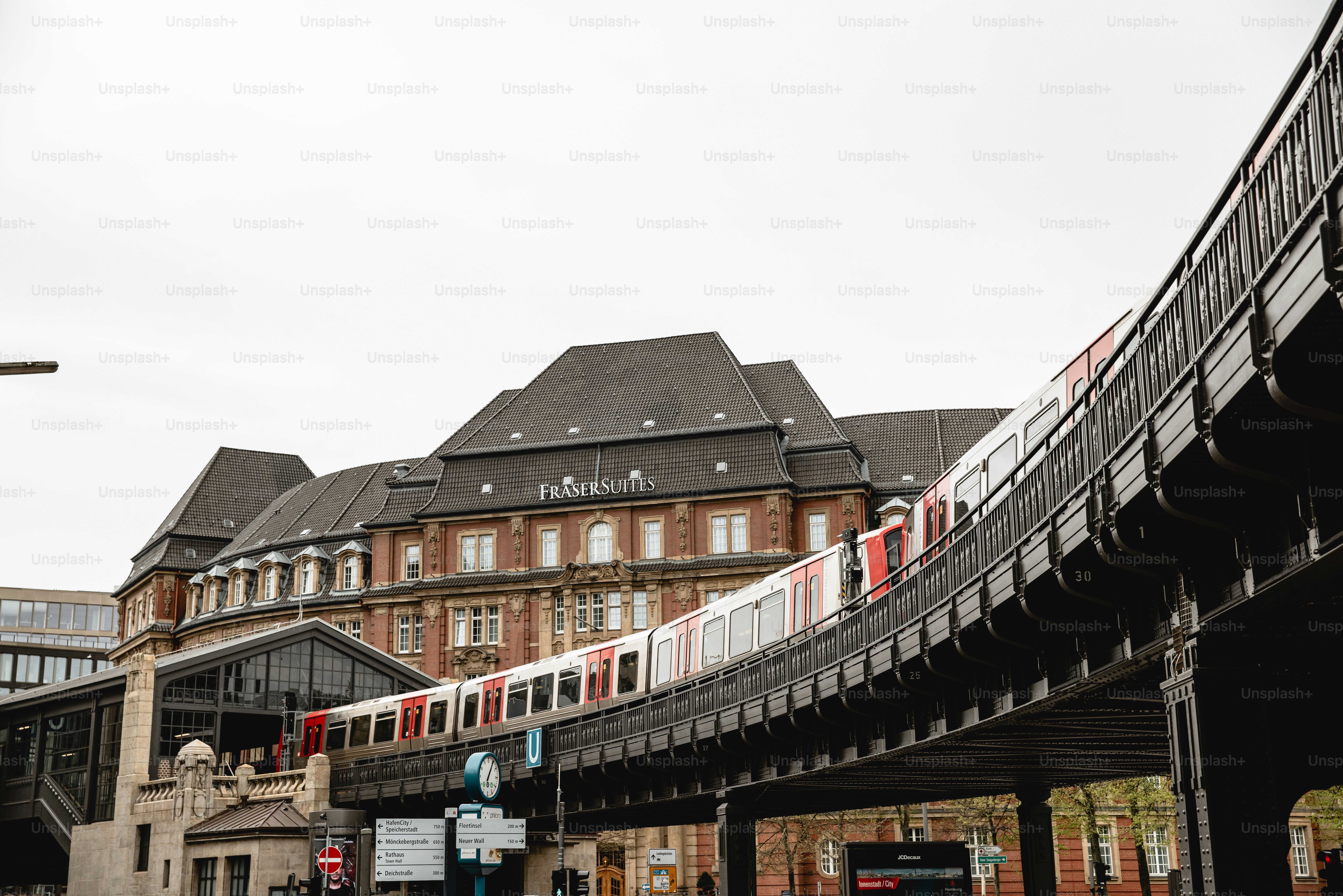 Hamburg trains and stations - U-Bahn - Metro system - On a rainy day - Stock Photo