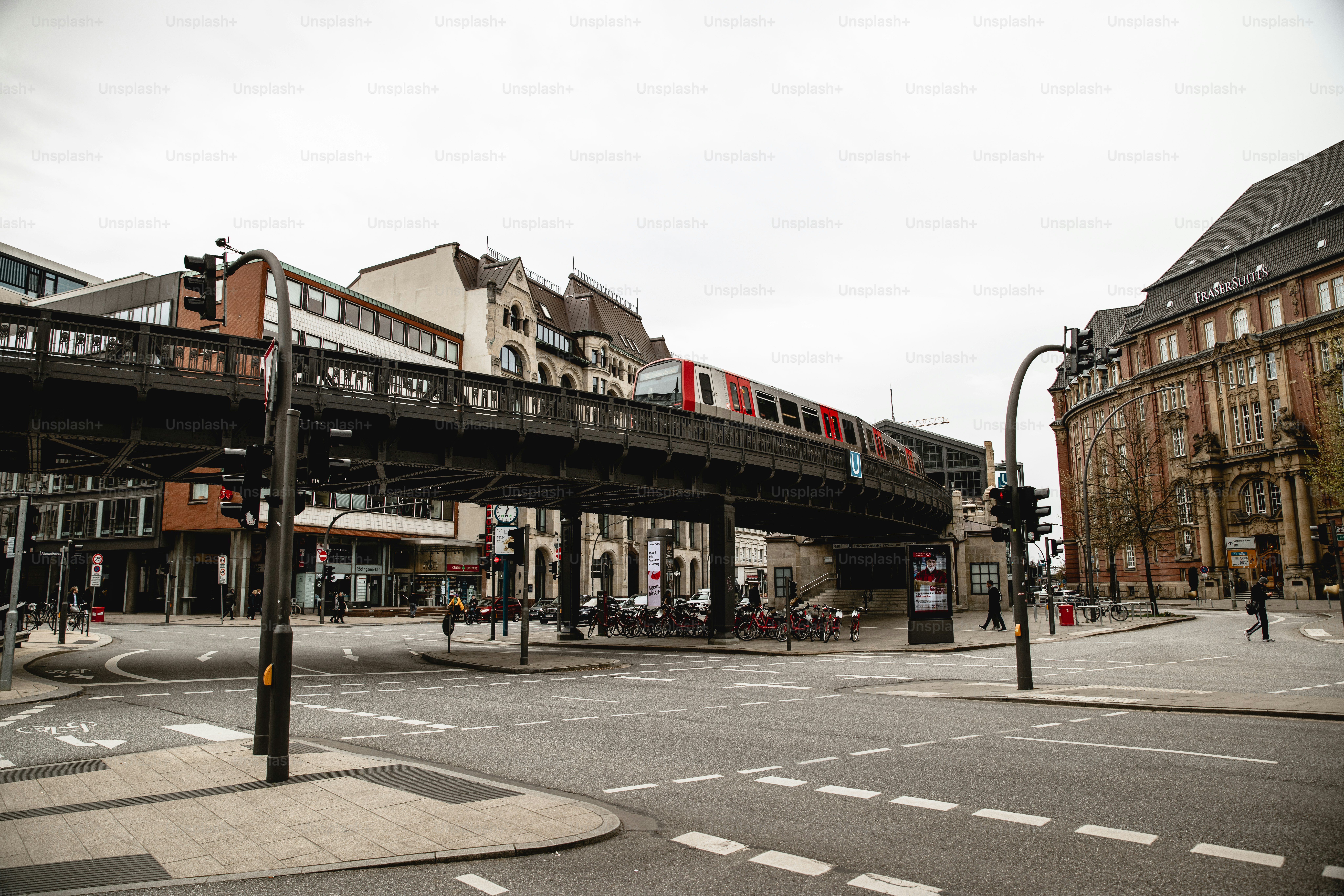 Hamburg trains and stations - U-Bahn - Metro system - On a rainy day - Stock Photo