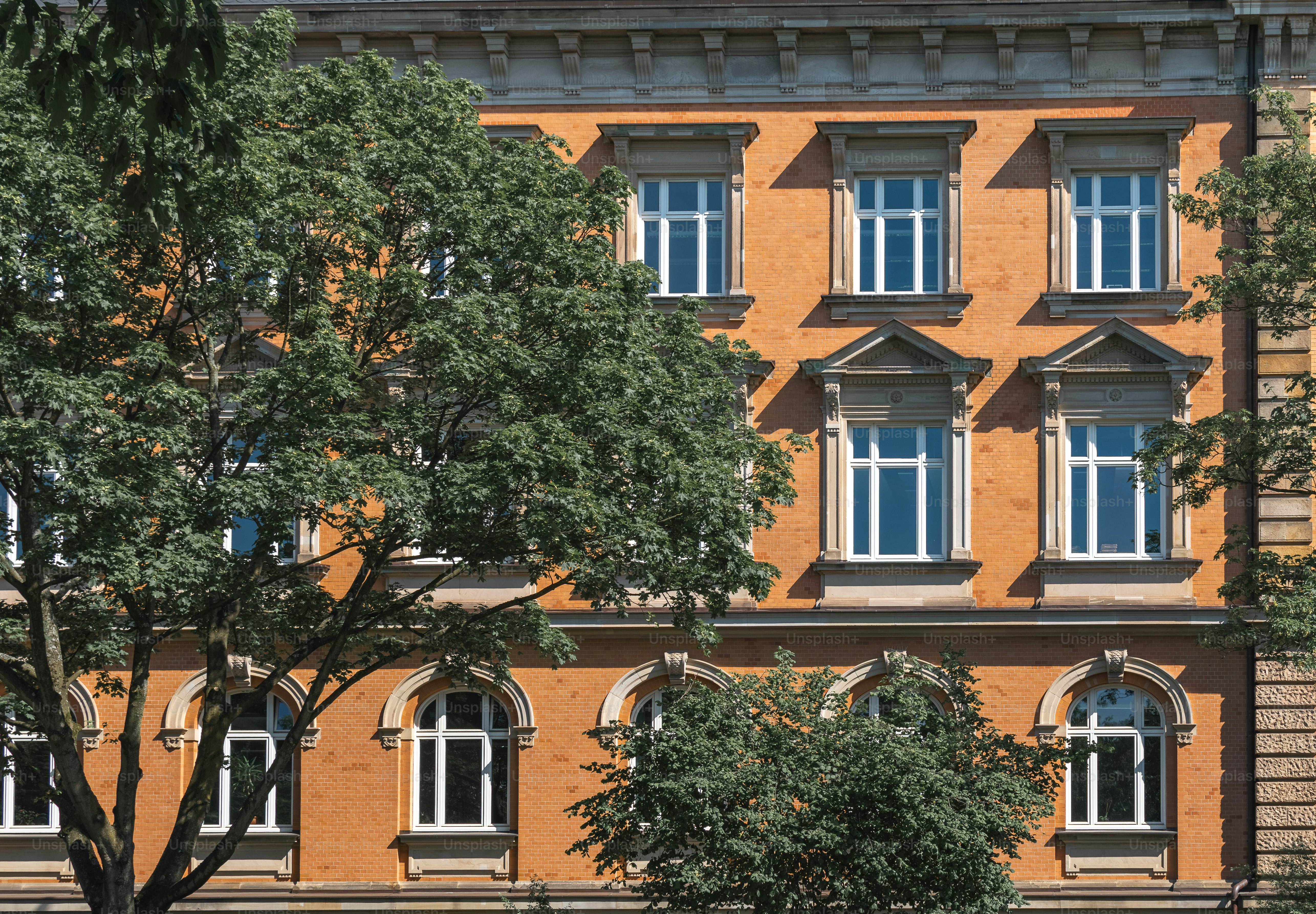 beautiful facade with gorgeous windows of a residential building in Hamburg