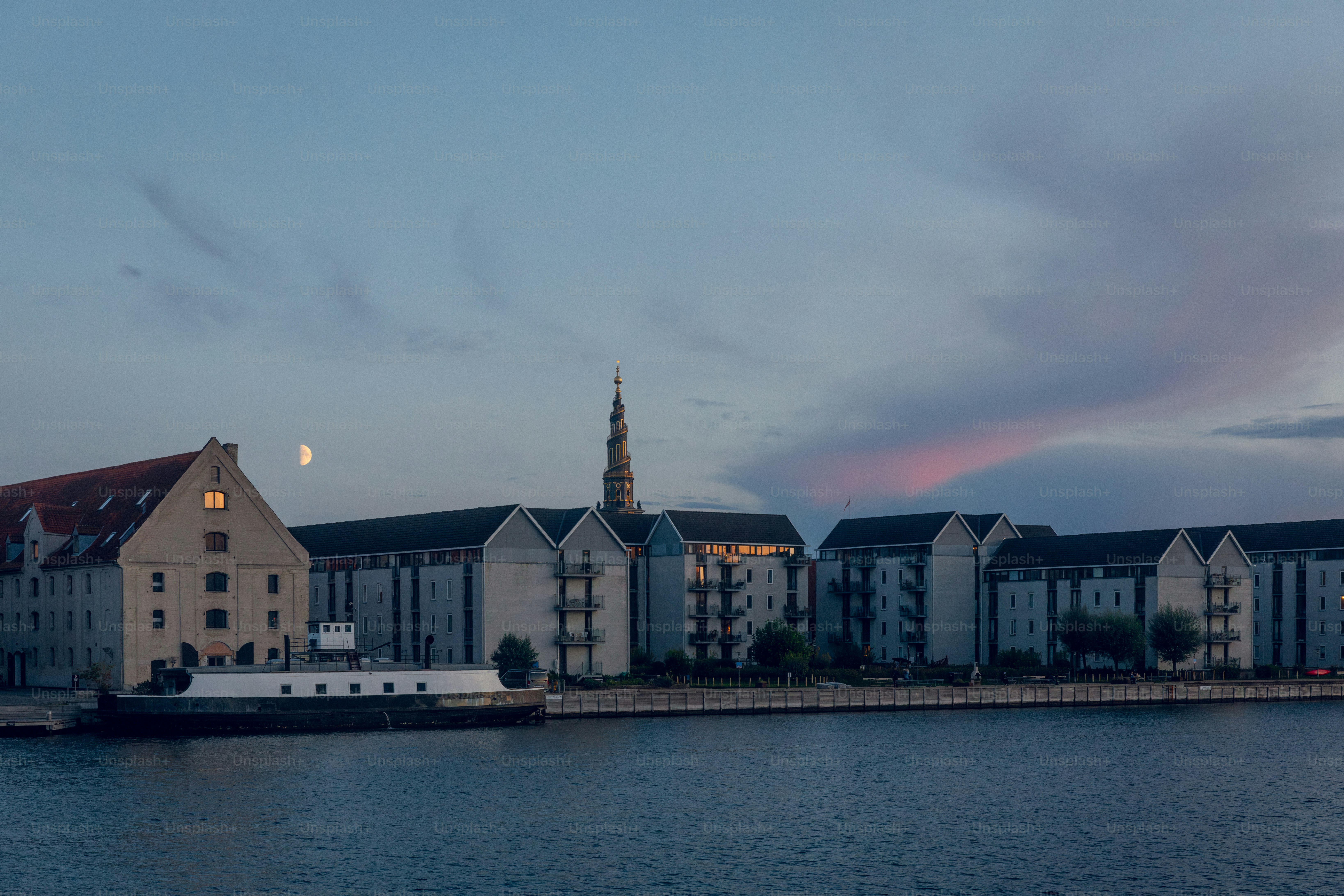Copenhagen panorama architecture on twilight