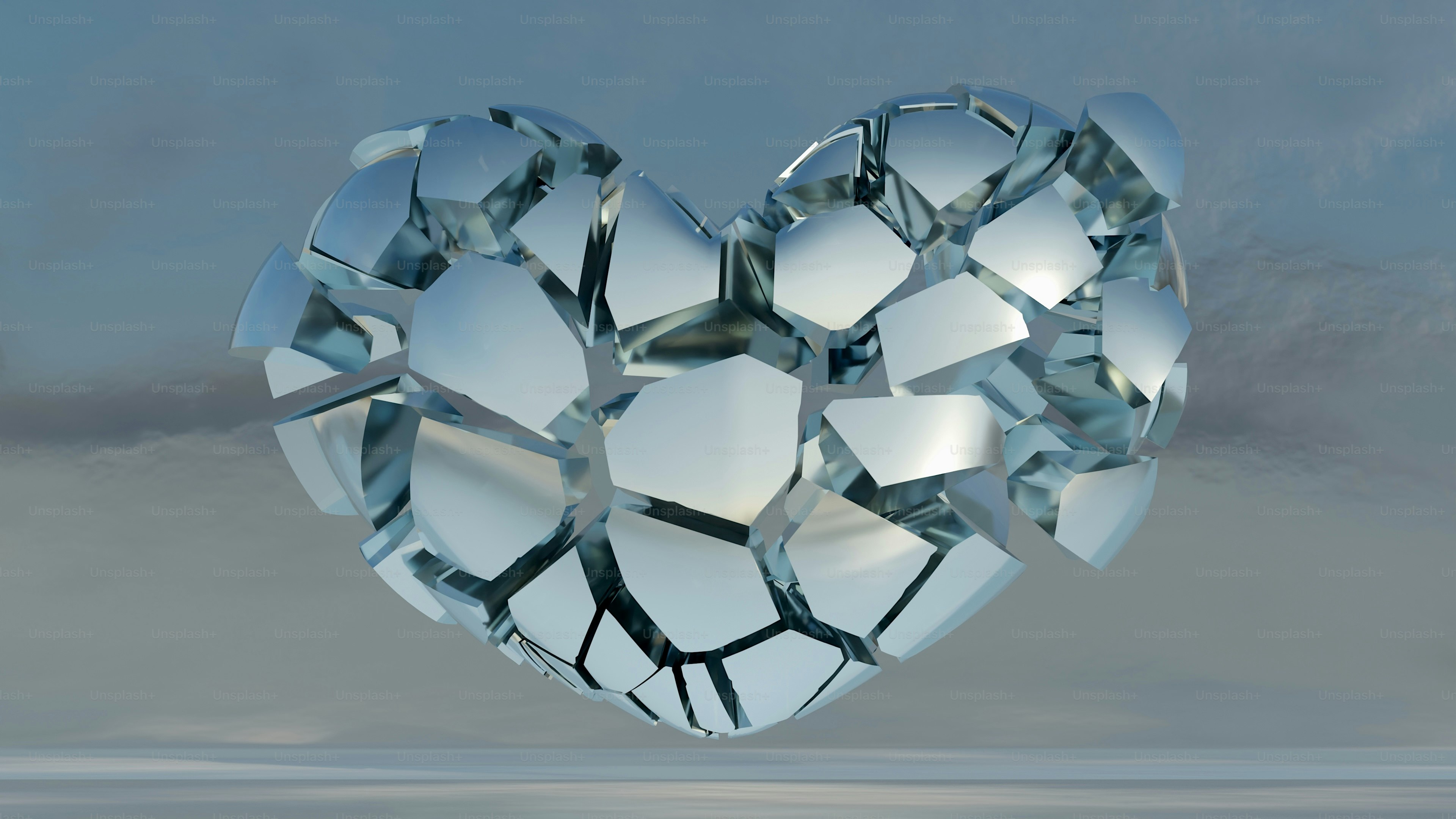 A heart shaped diamond floating in the air