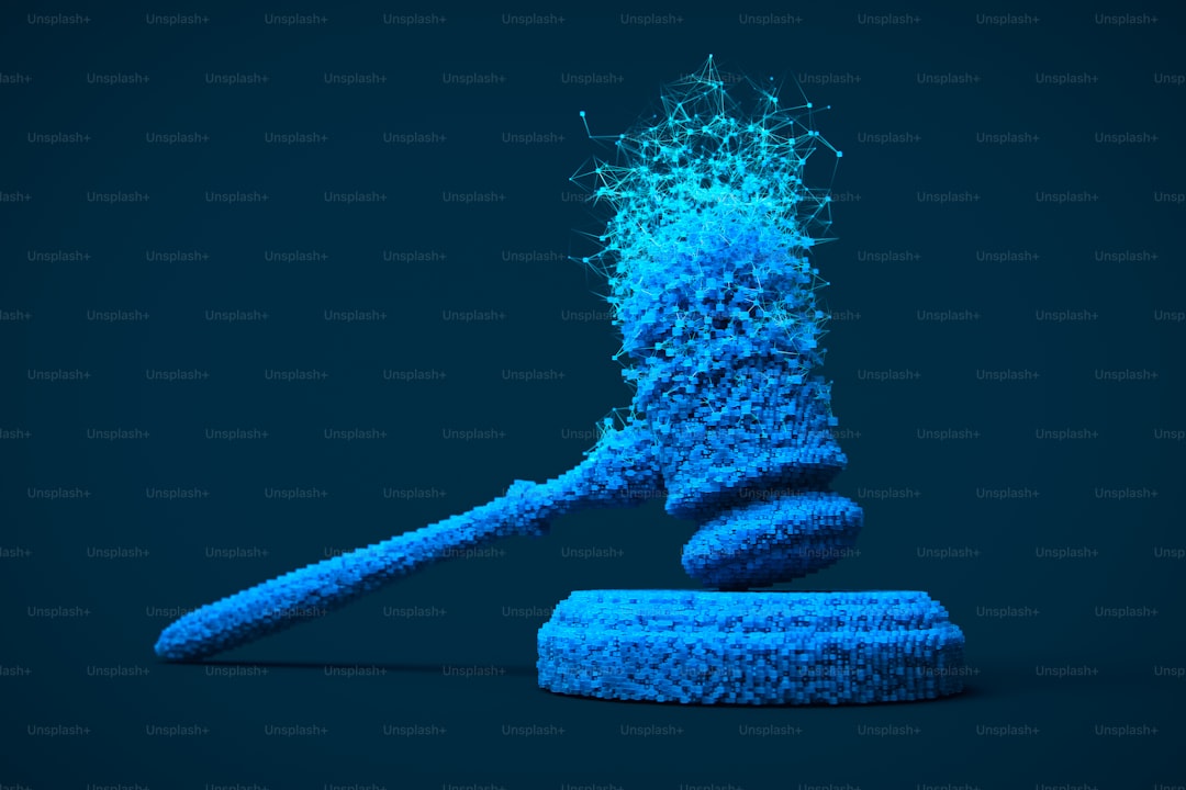 3D gavel with particles and connections.