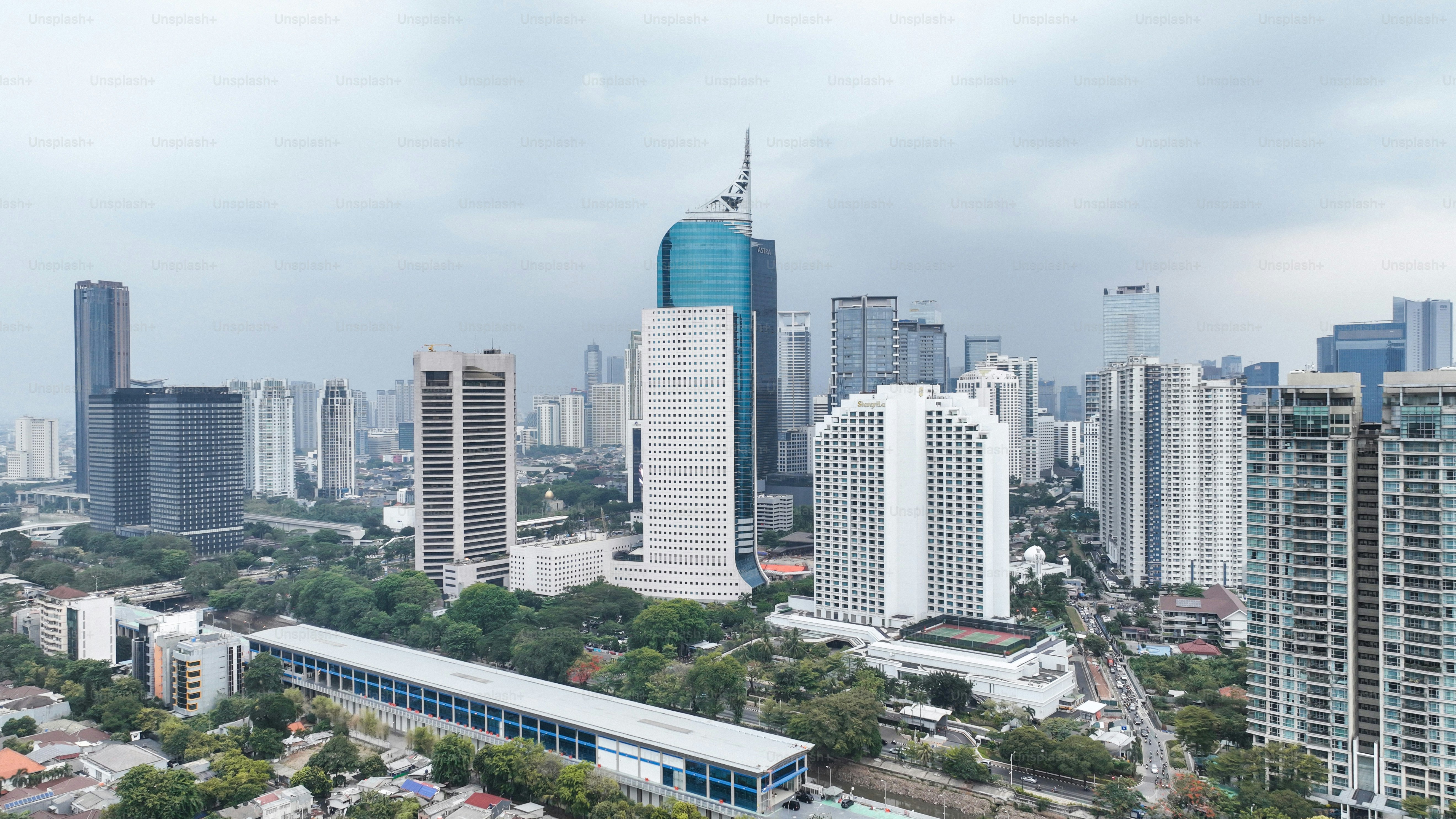 Aerial panoramic cityscape view of Jakarta. Bekasi, Indonesia November 24 2023