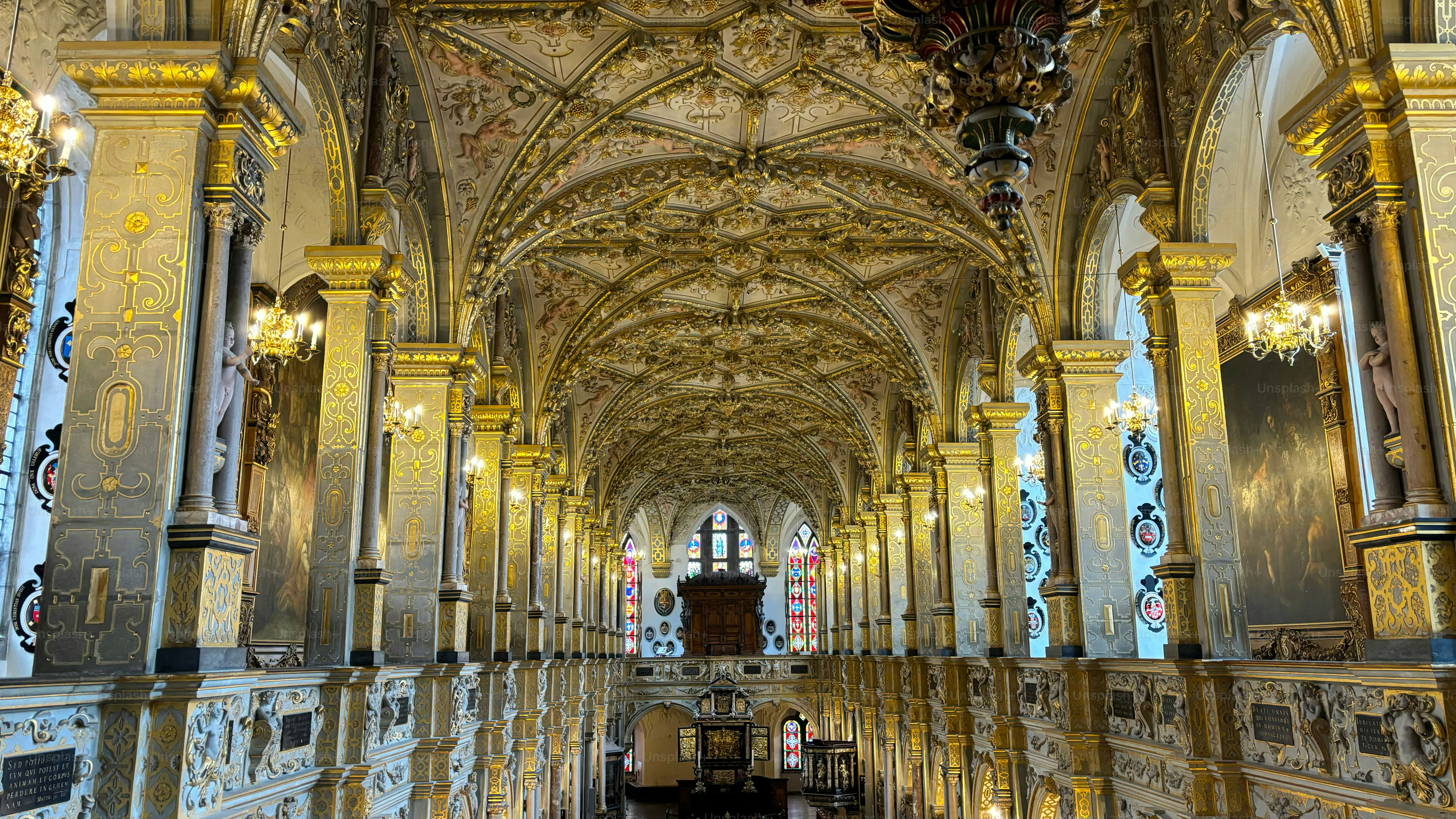 The Interior of a Historical Chapel in Copenhagen from Above