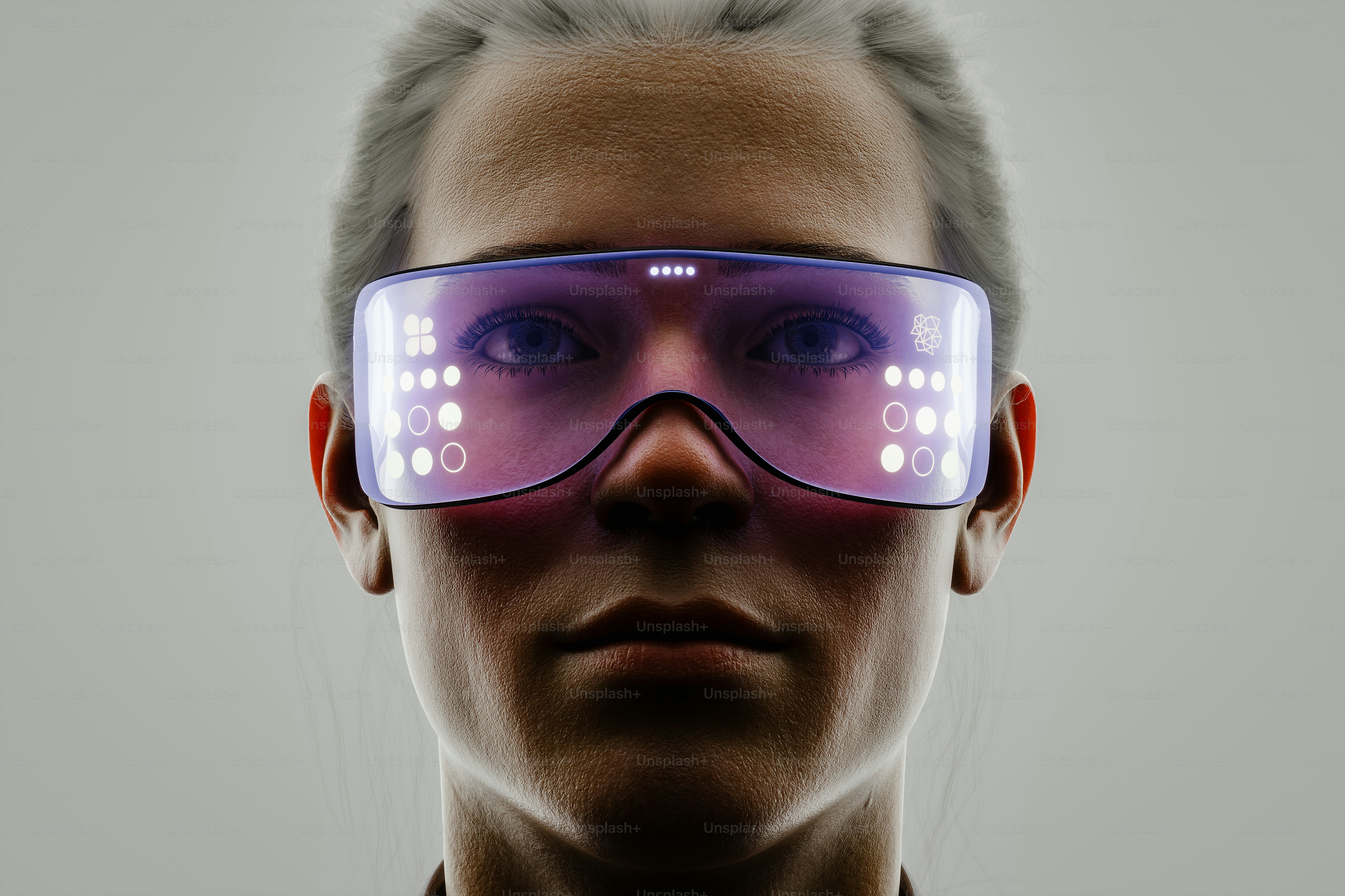 A woman with a pair of glasses on her face