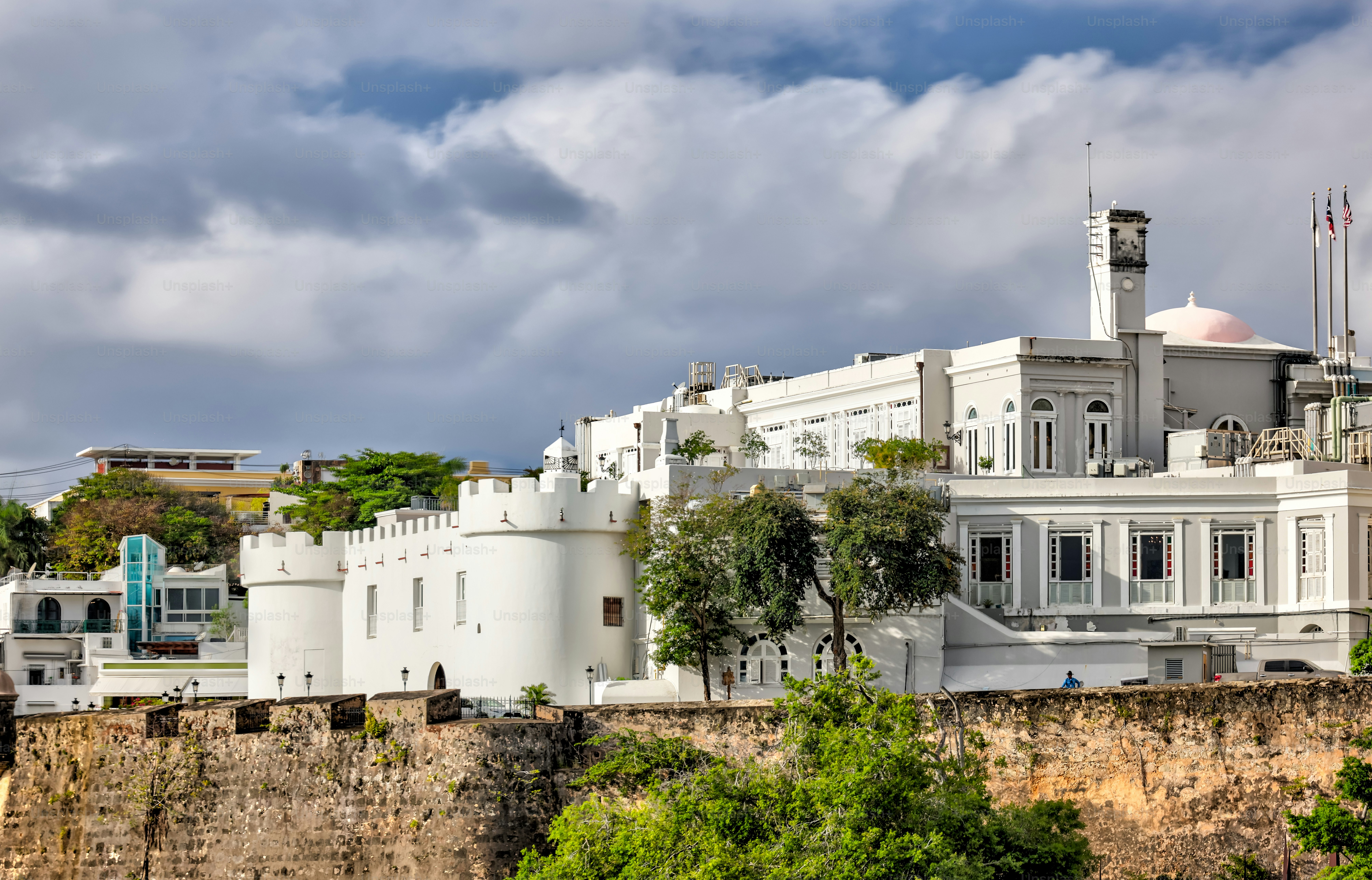 San Juan, Puerto Rico - March 26, 2024:  La Fortaleza, a monumental fortification incorporating residence of the island's governor, dating from 16th-century in the old town of San Juan, Puerto Rico