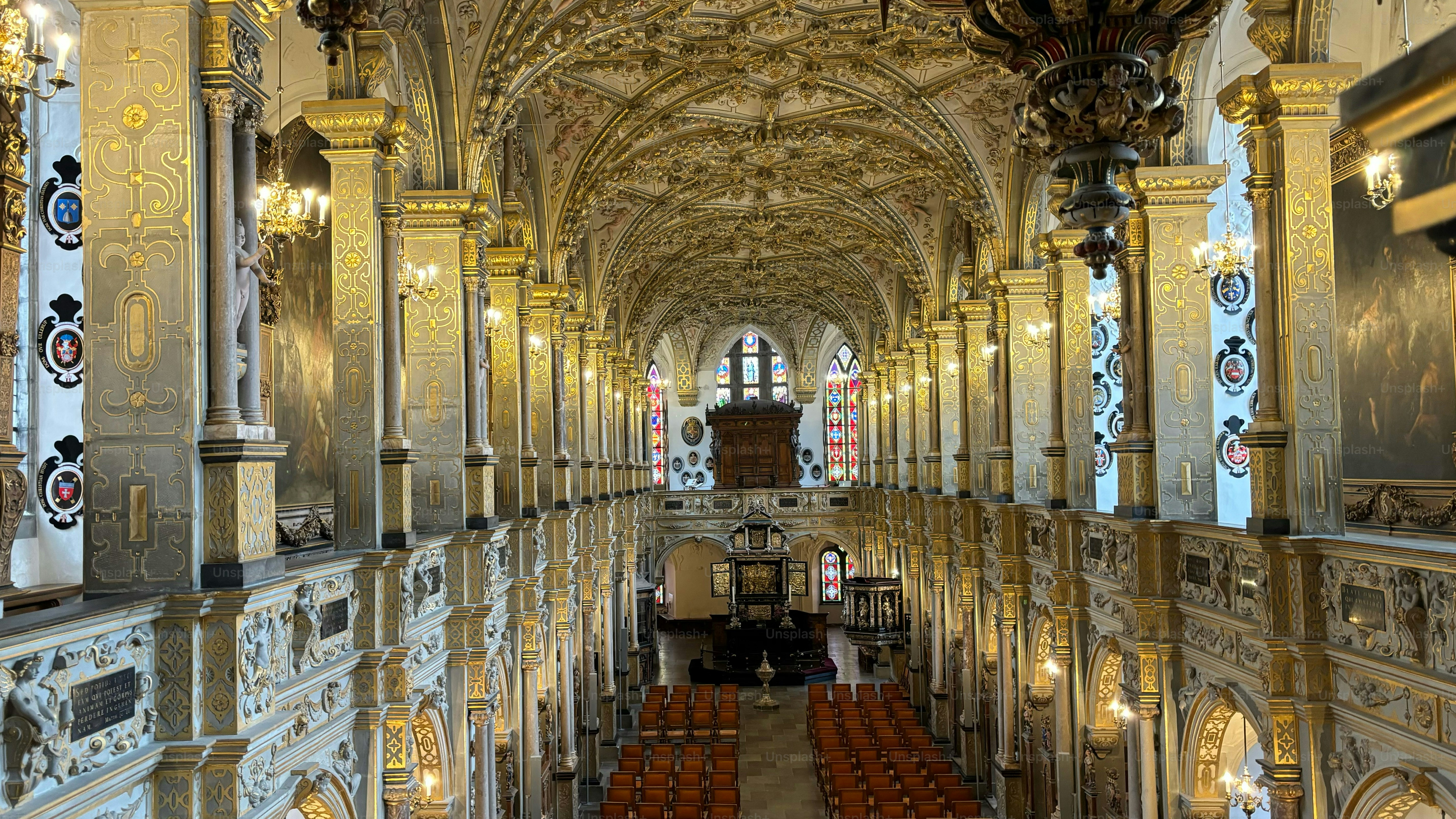 The Interior of a Historical Chapel in Copenhagen from Above