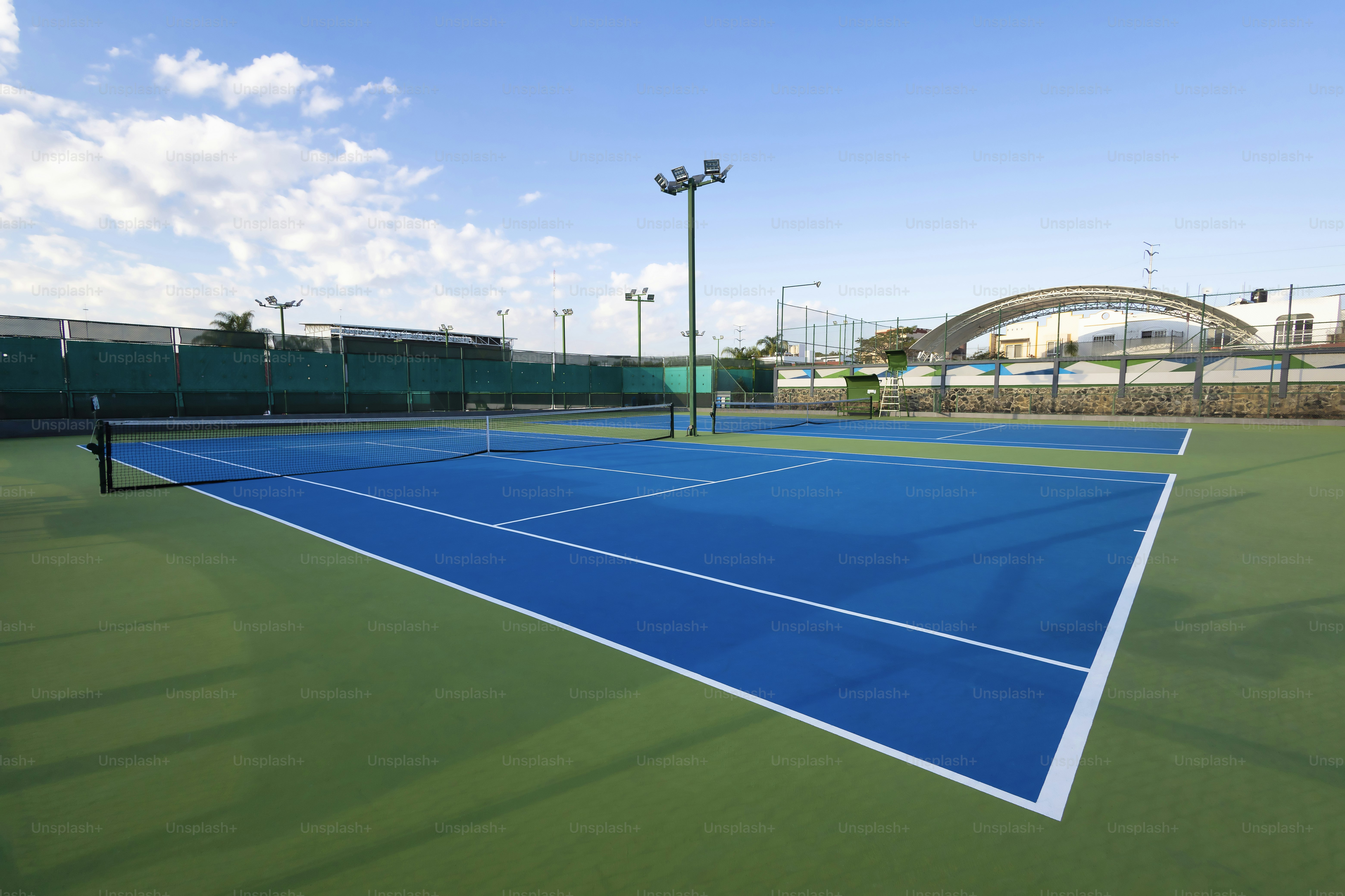 Tennis court in the morning