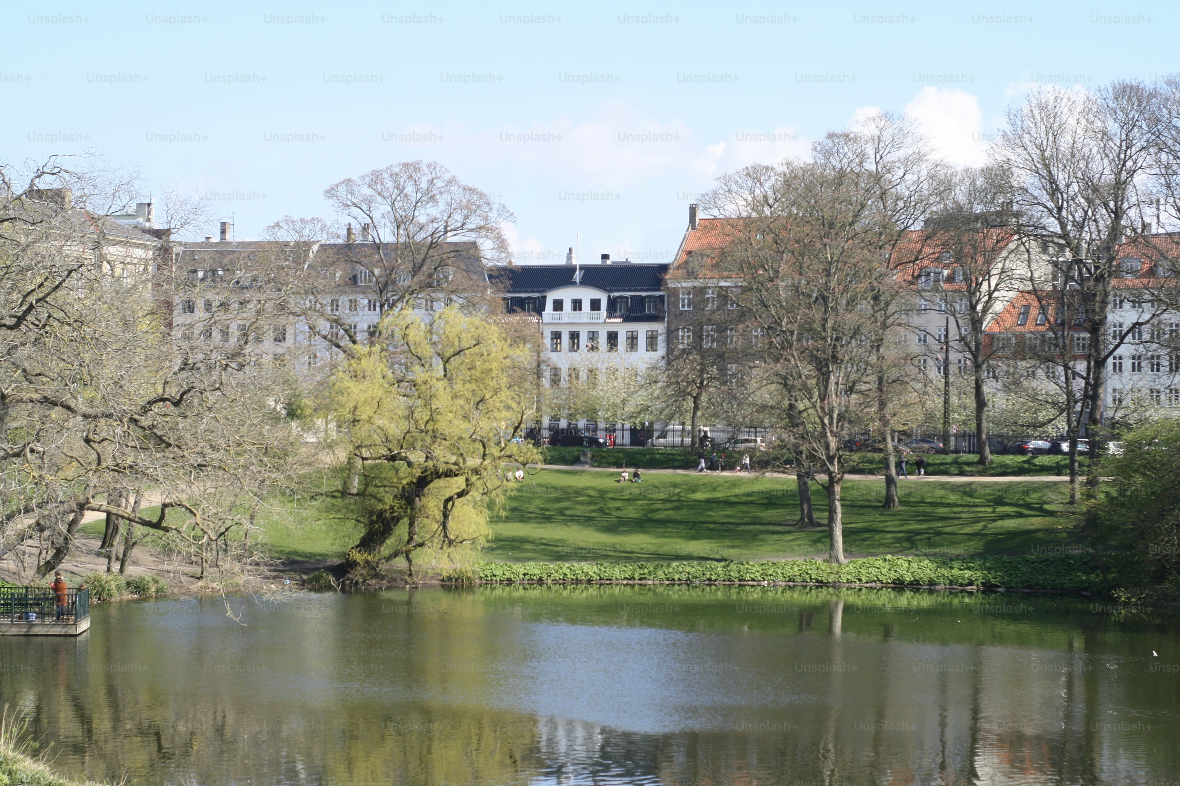 Beautiful city parks decorated with greenery and canals with water