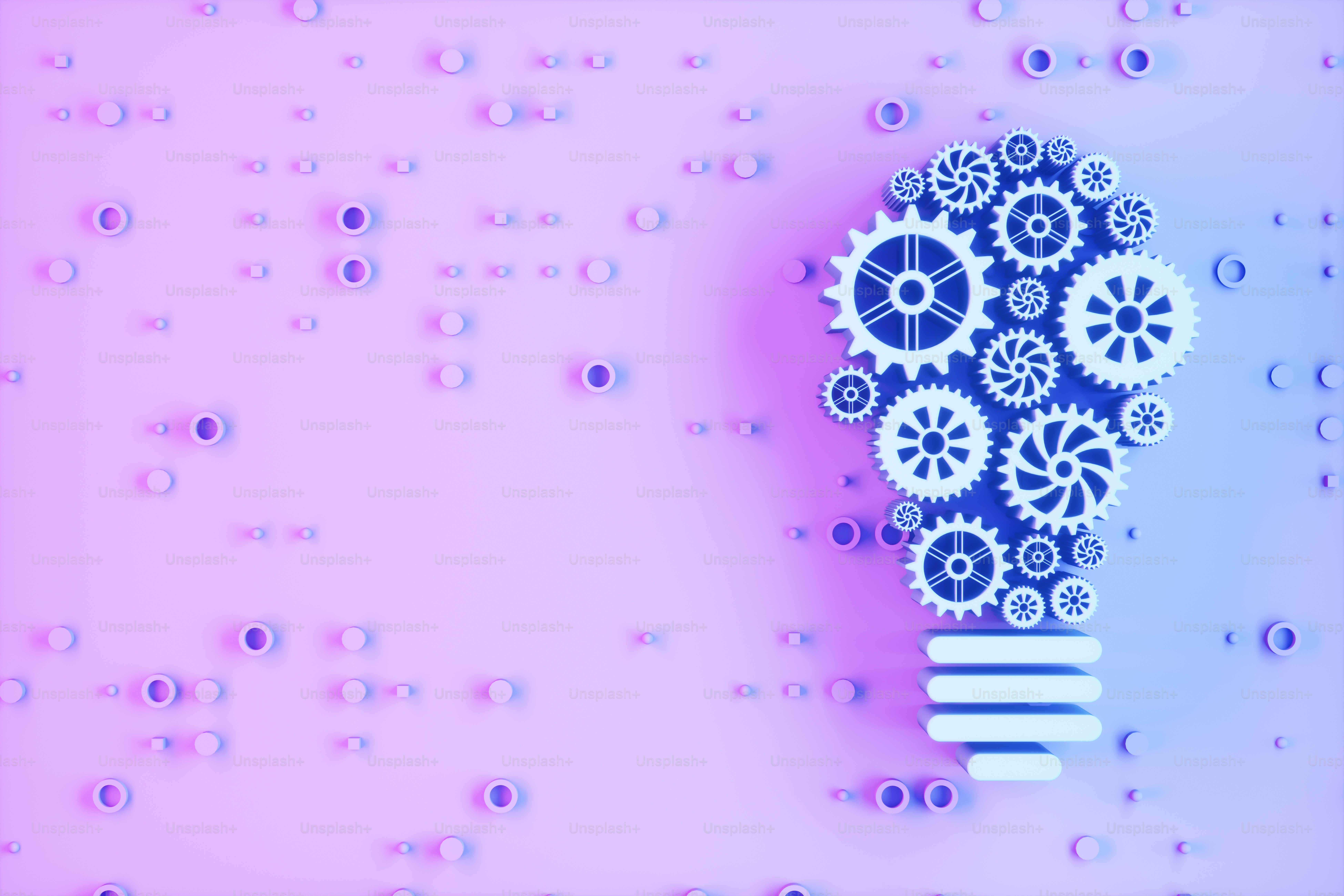 Lightbulb with gear pattern. Digitally generated image. 3d render.