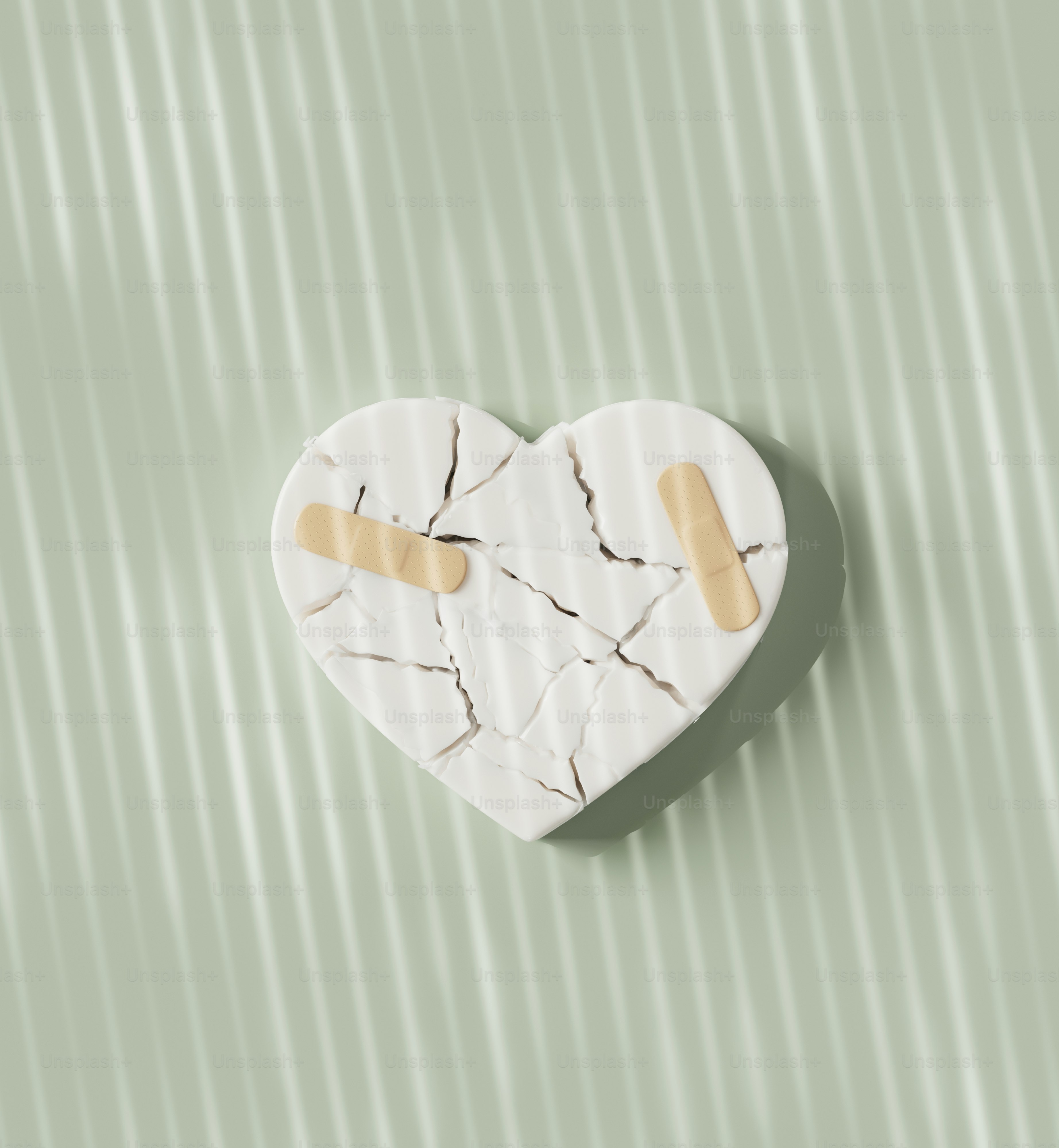 A broken heart shaped object on a green background photo – Anti ...