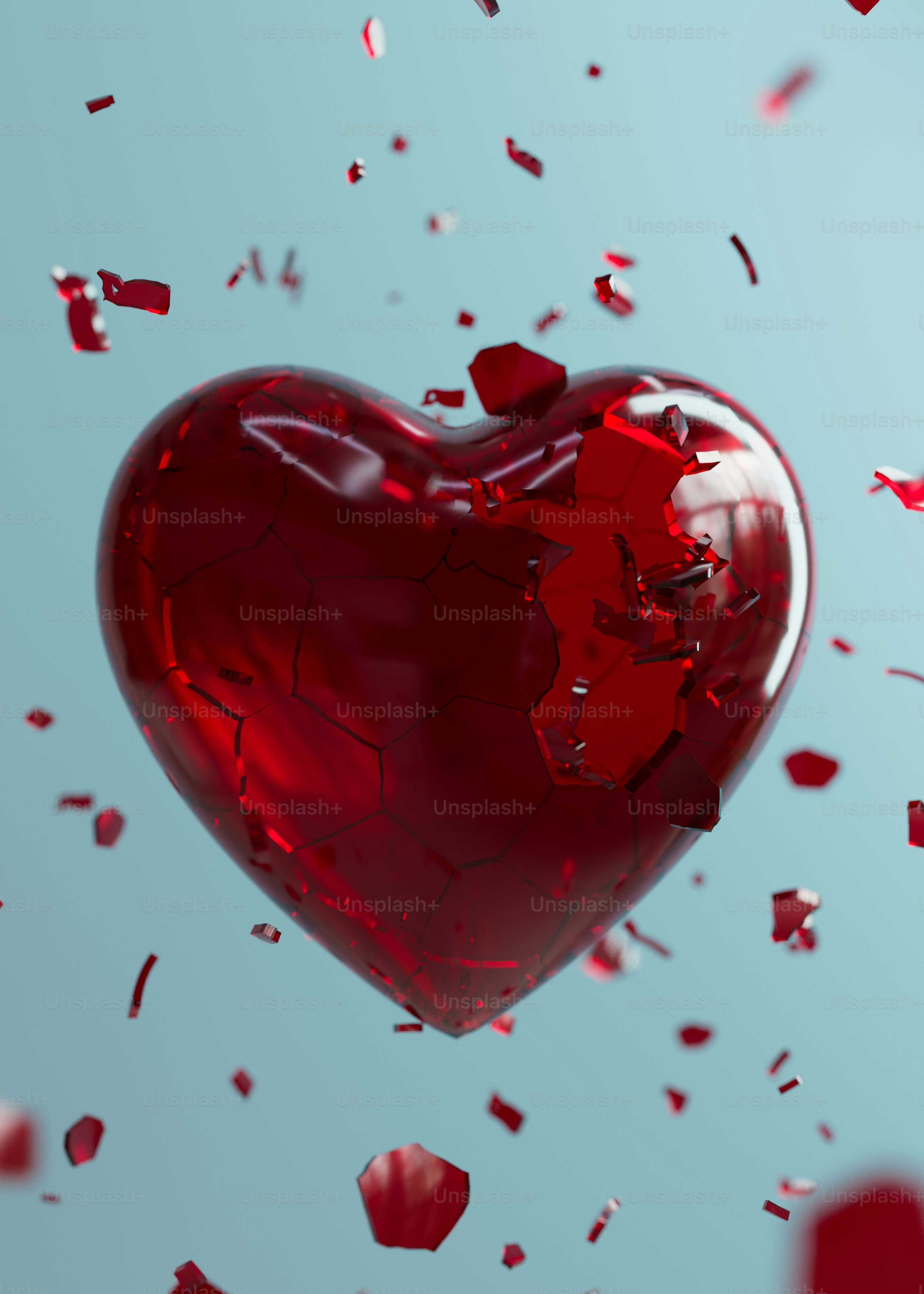 A heart shaped object floating in the air