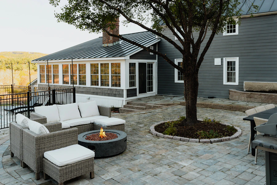 Finished modern stone patio