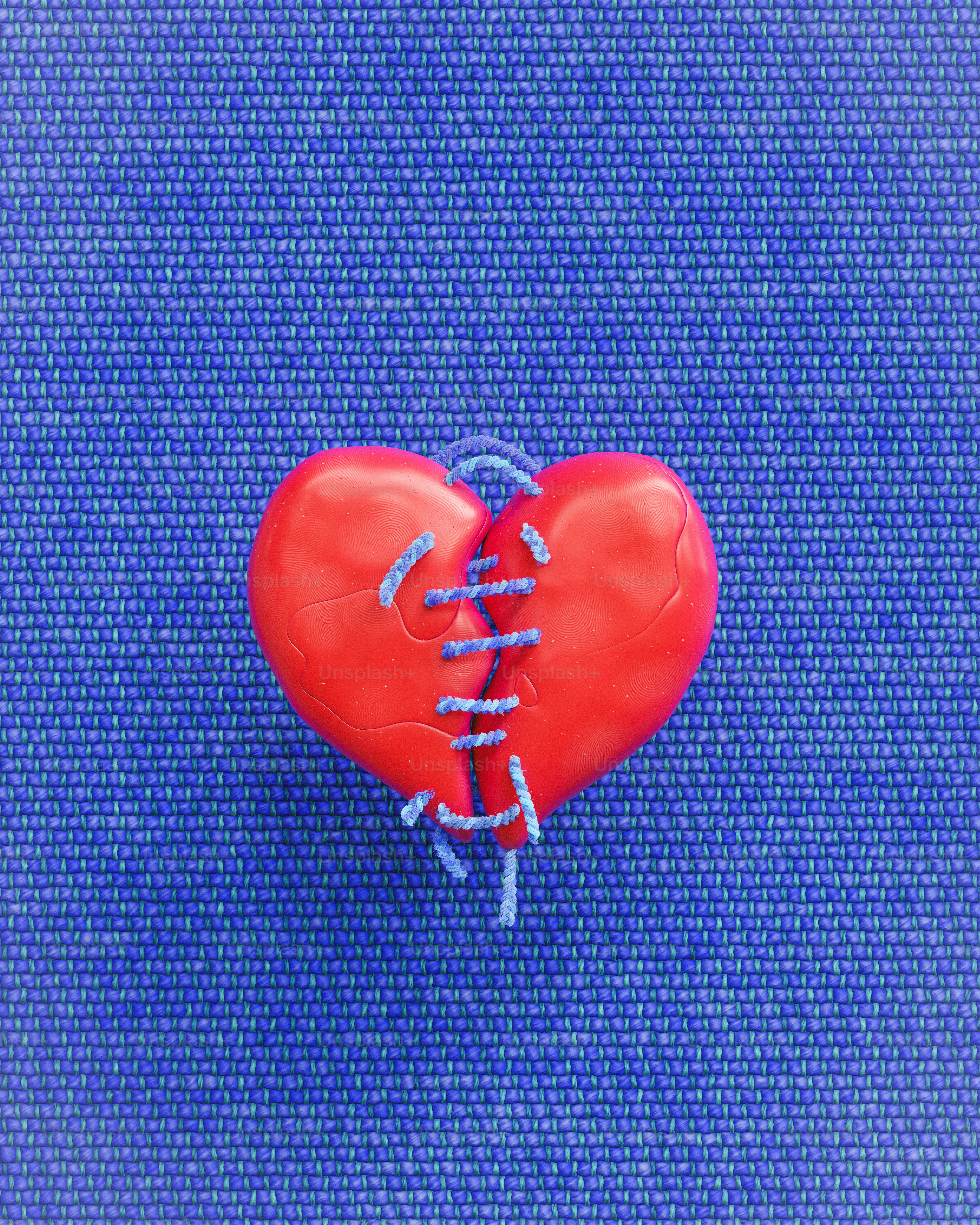 A red heart with a string attached to it
