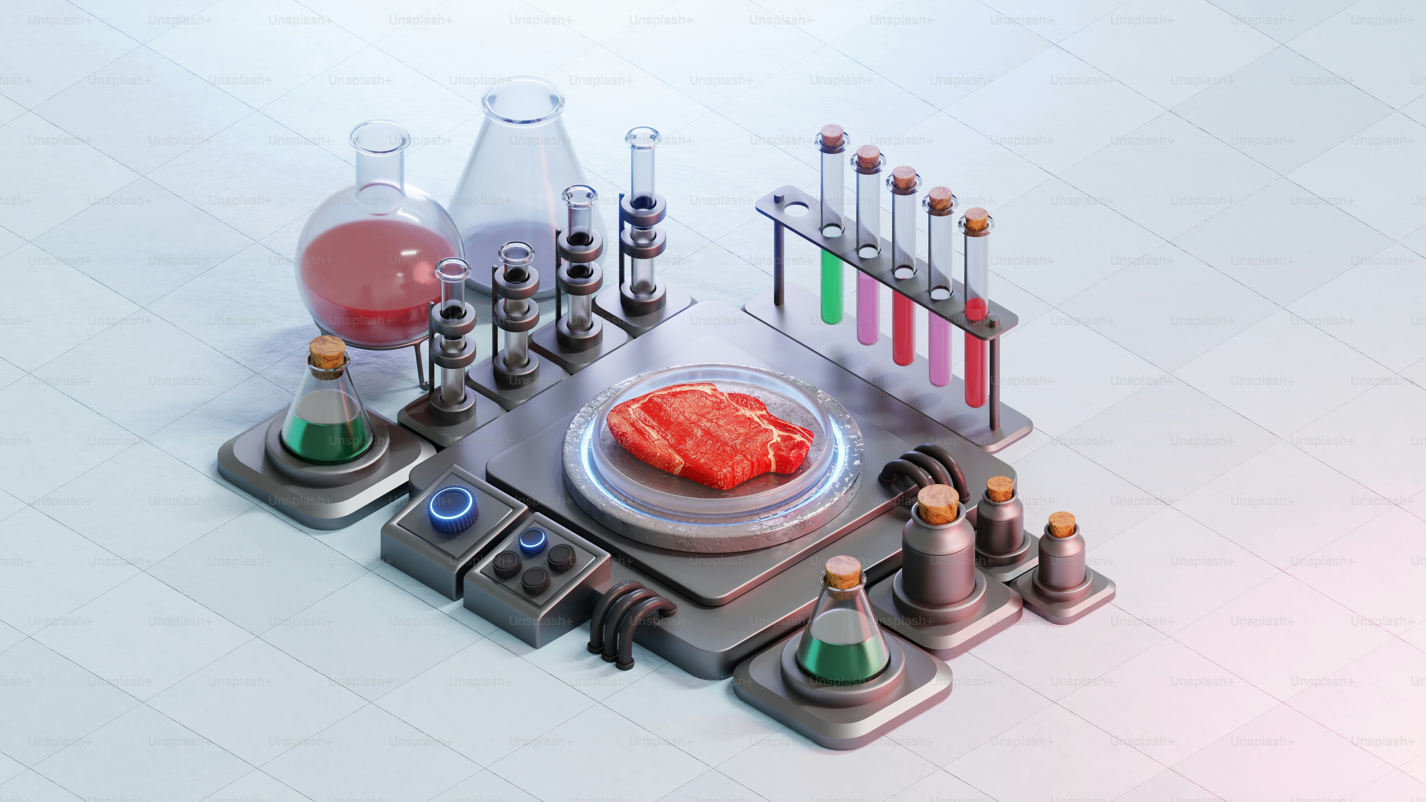 A science experiment set up on top of a table