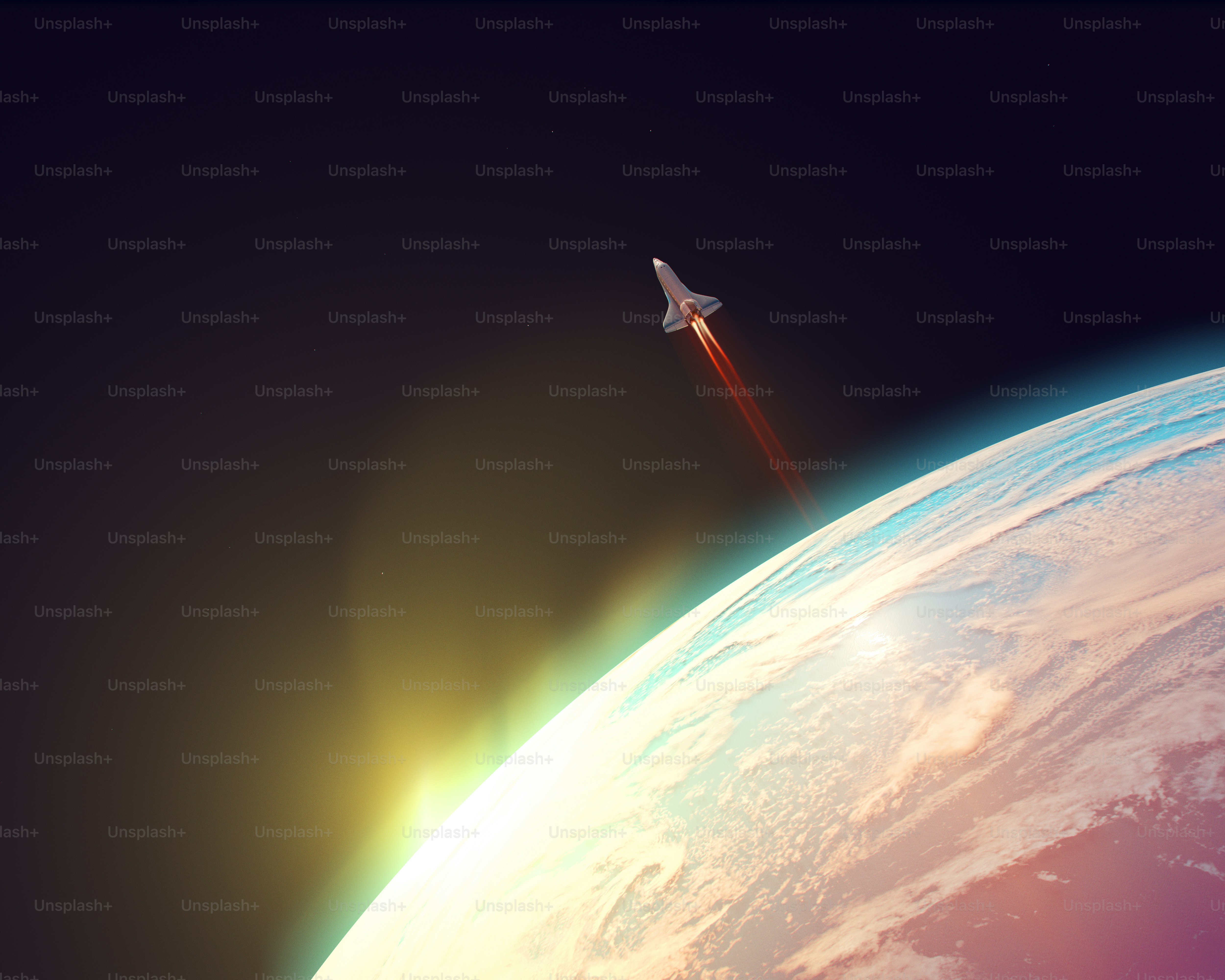 地球上空を飛ぶスペースシャトルの写真 – Unsplashの地球の画像, image size:3000x2400