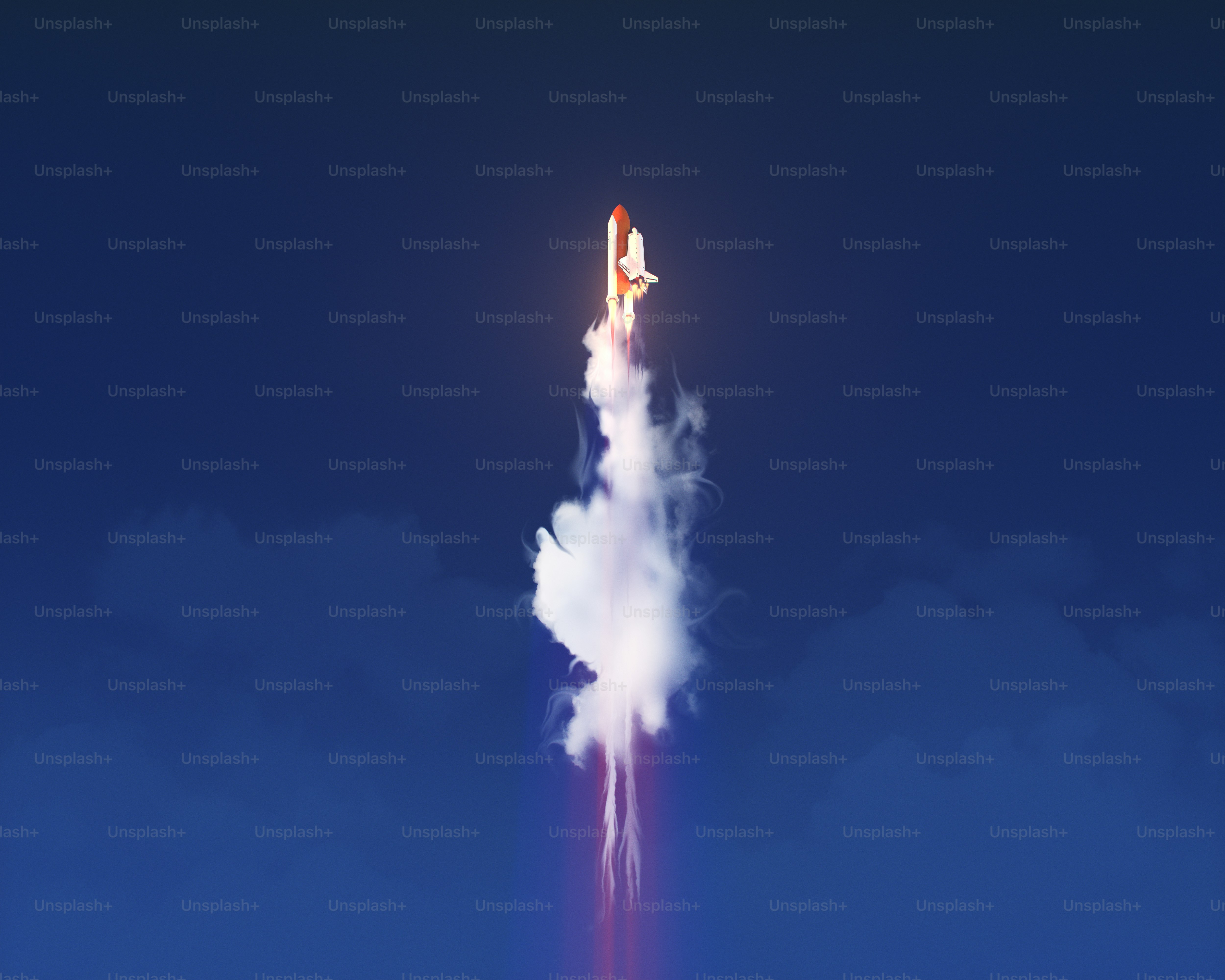 A rocket is flying through the air with smoke coming out of it