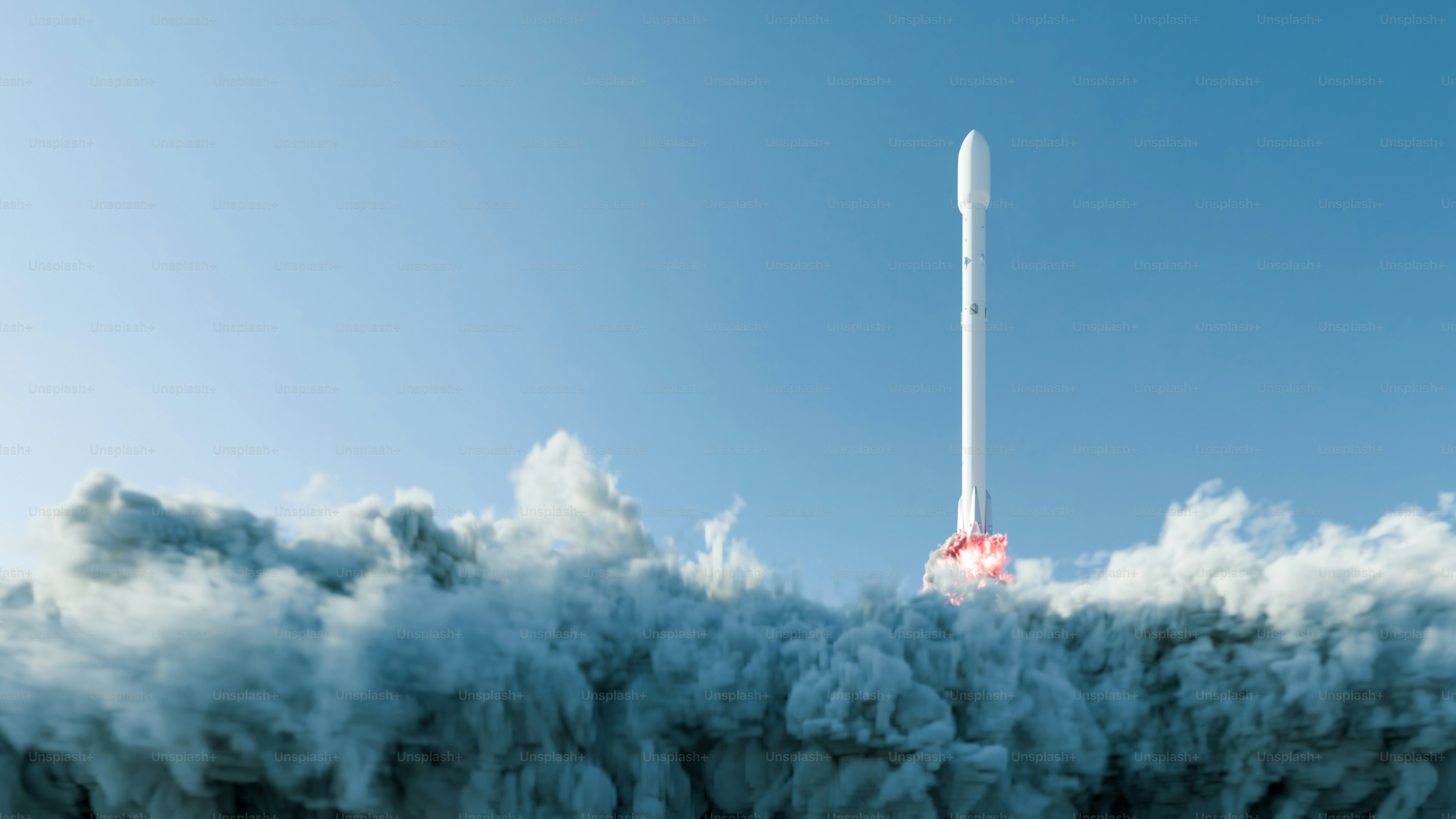 A rocket is flying through the air with smoke coming out of it photo ...