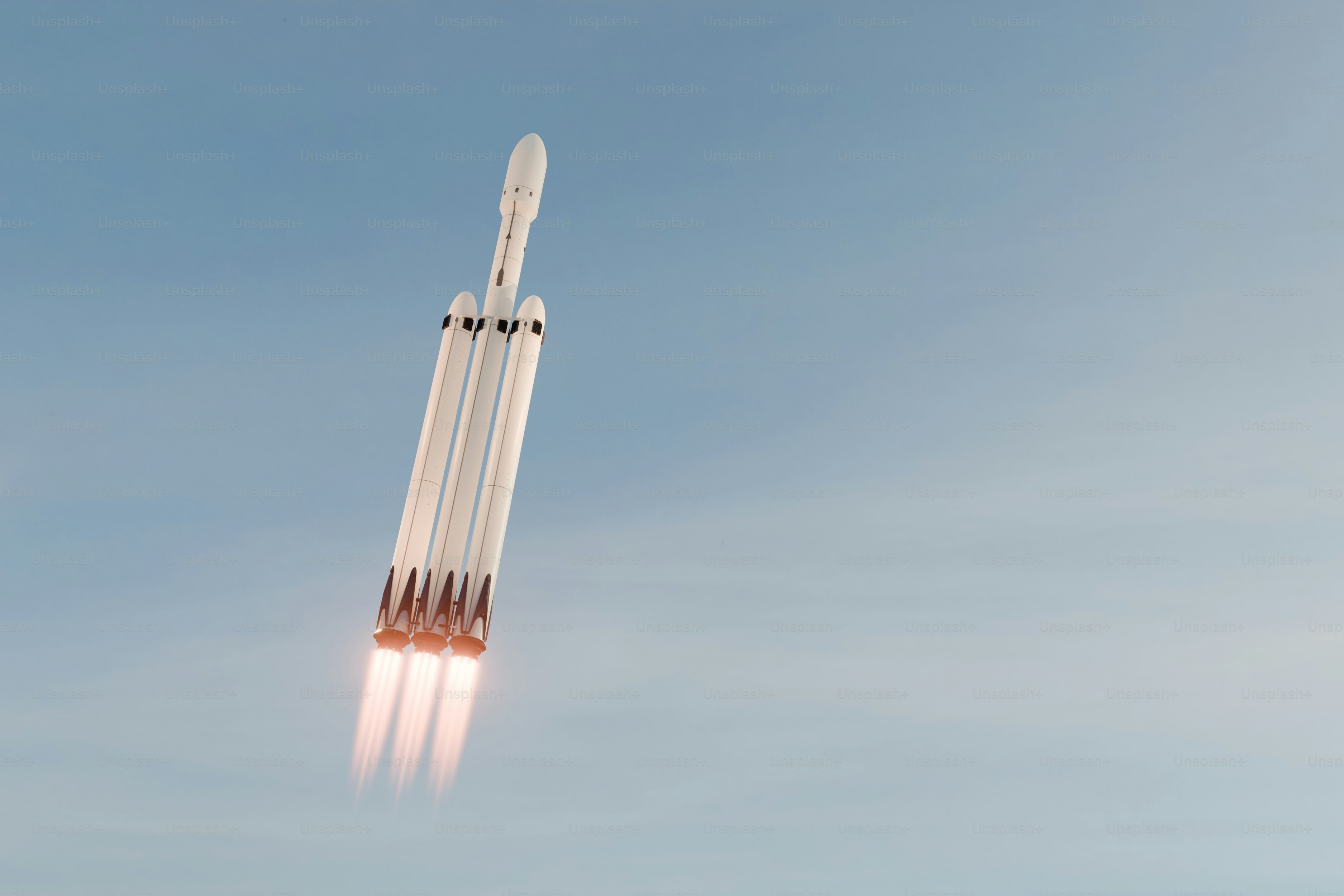 A rocket is flying through the air