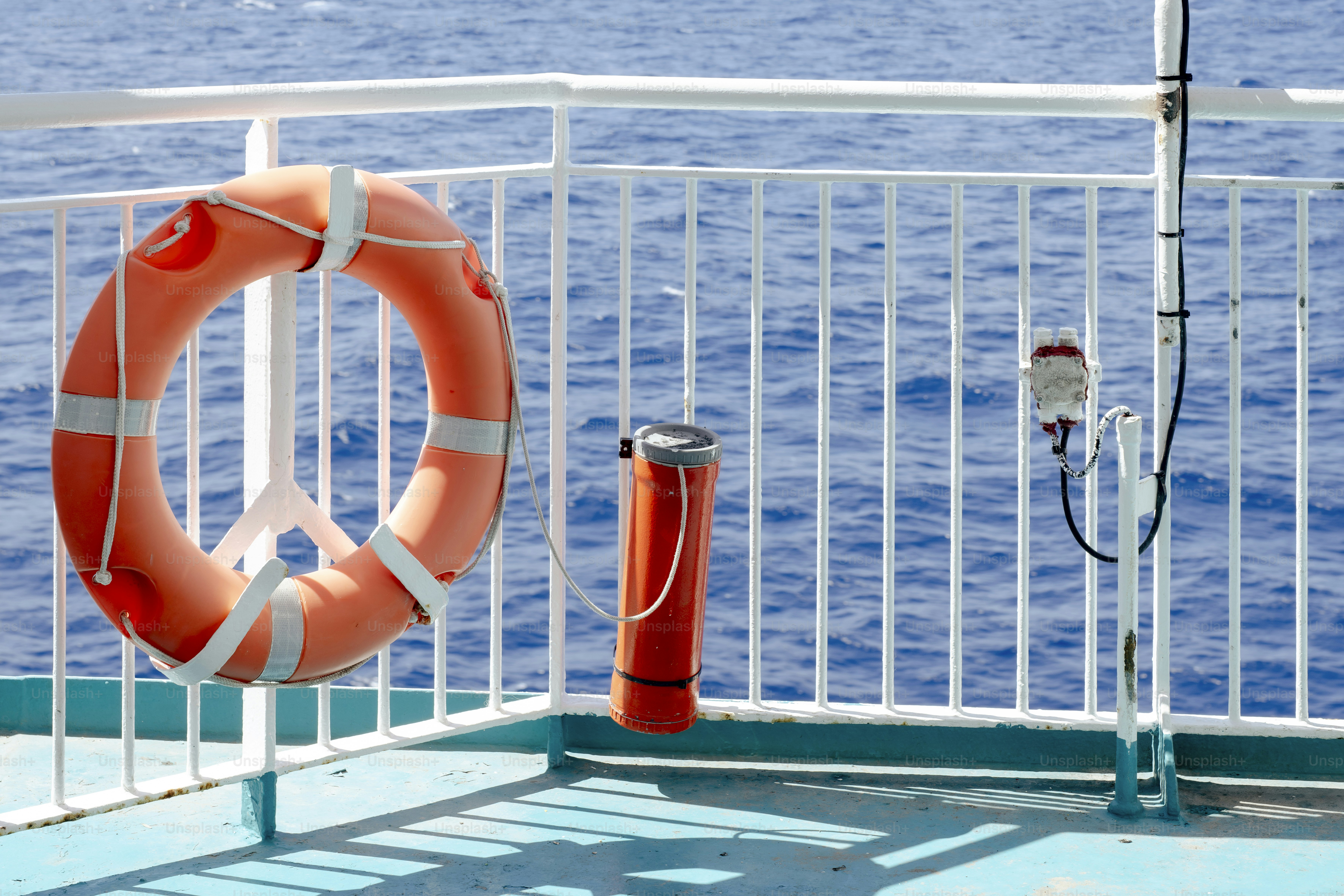 A life preserver on the deck of a boat