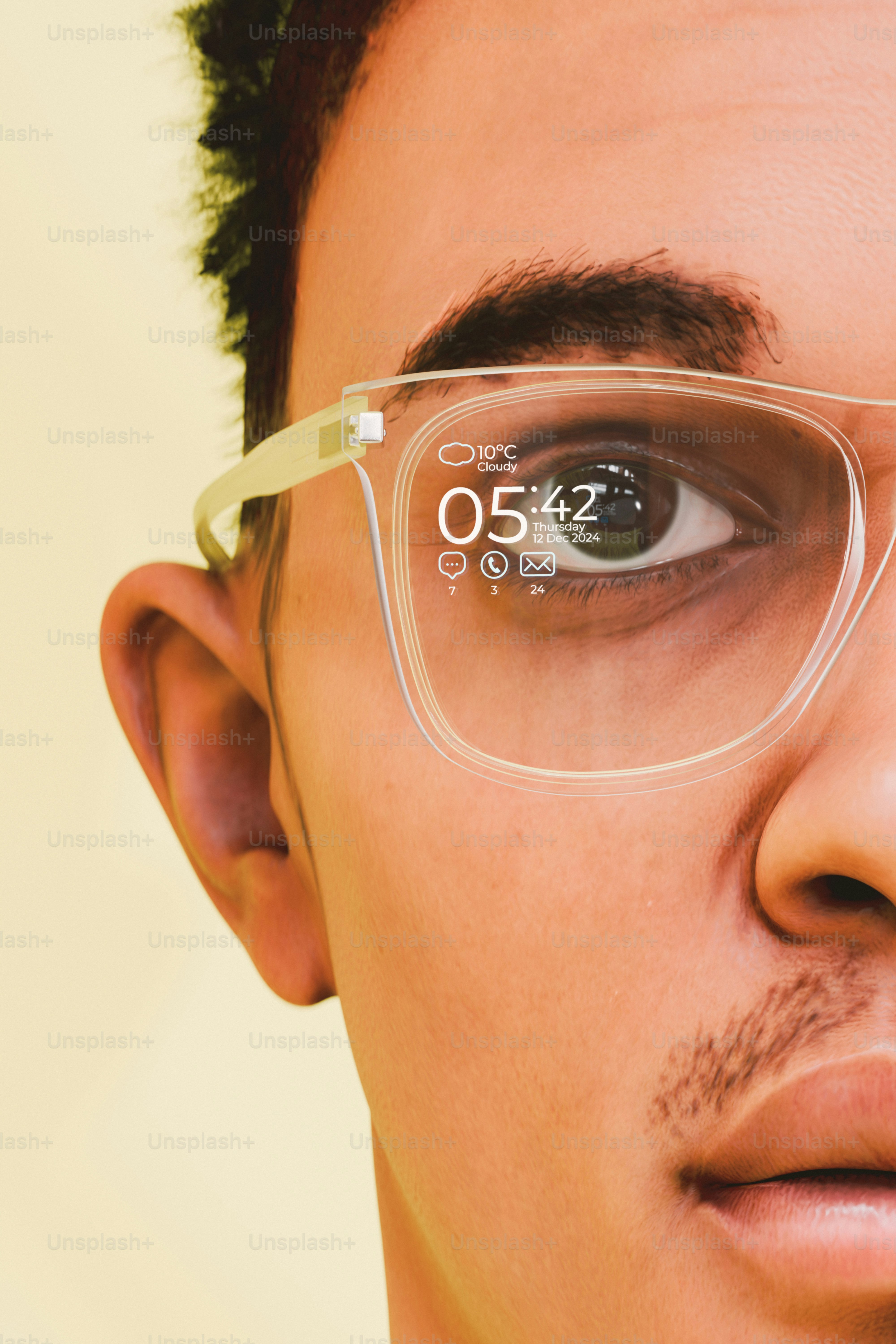 A close up of a person wearing glasses