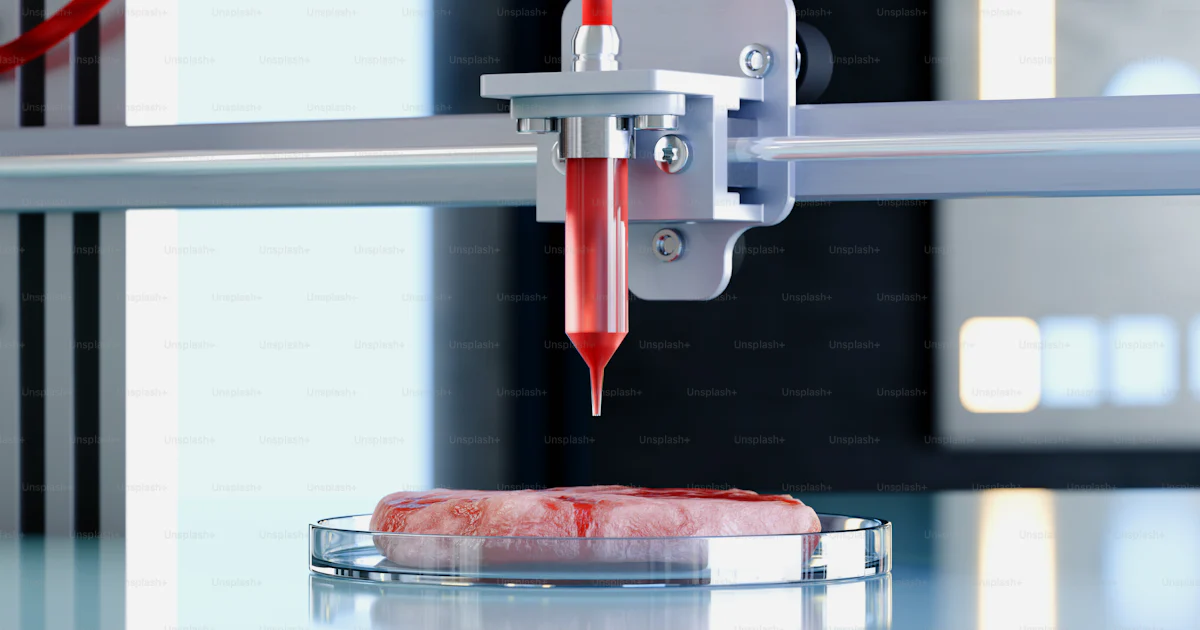 A piece of meat sitting on top of a table photo – 3d render Image on ...