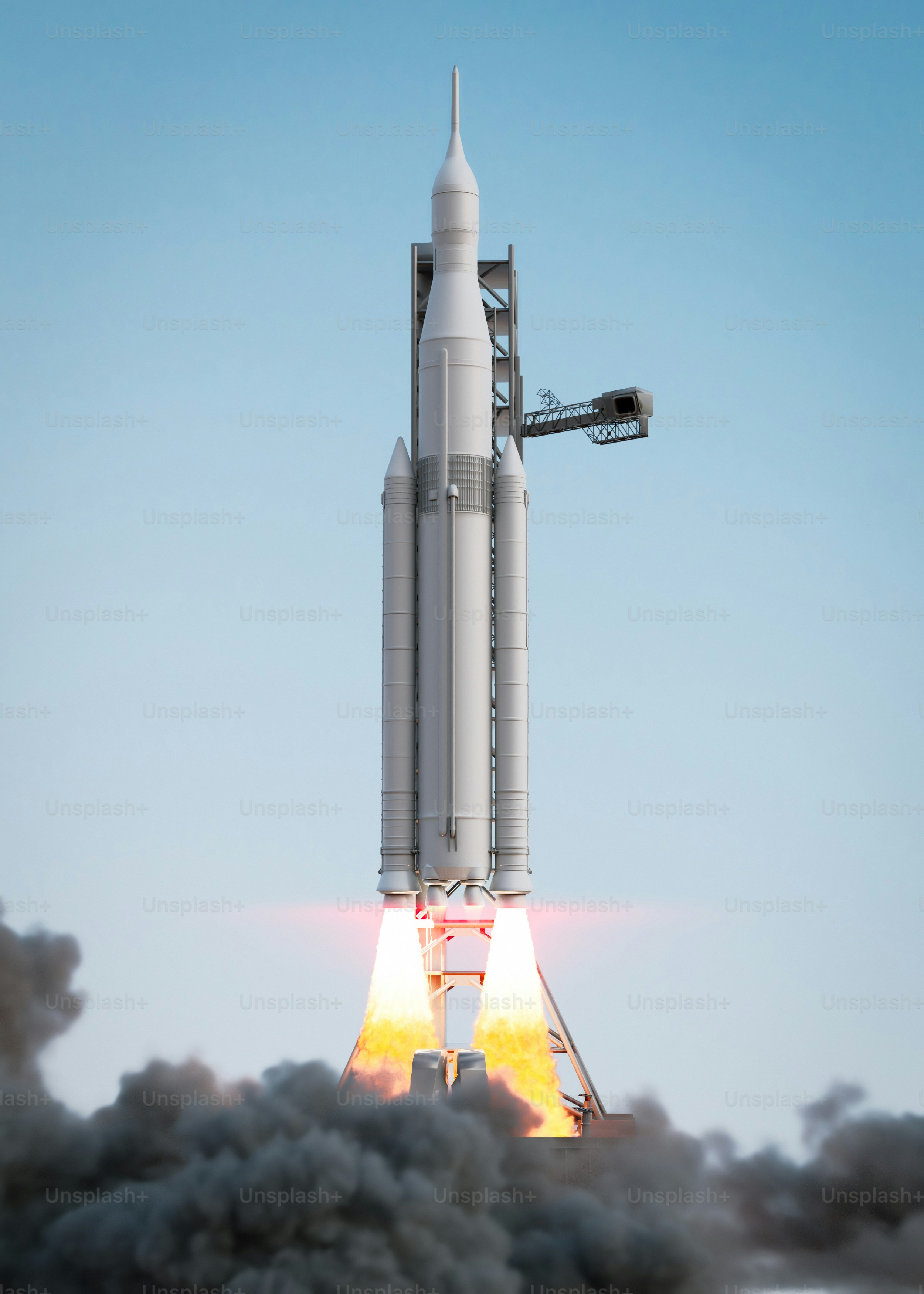 Eine Rakete, aus der Rauch austritt