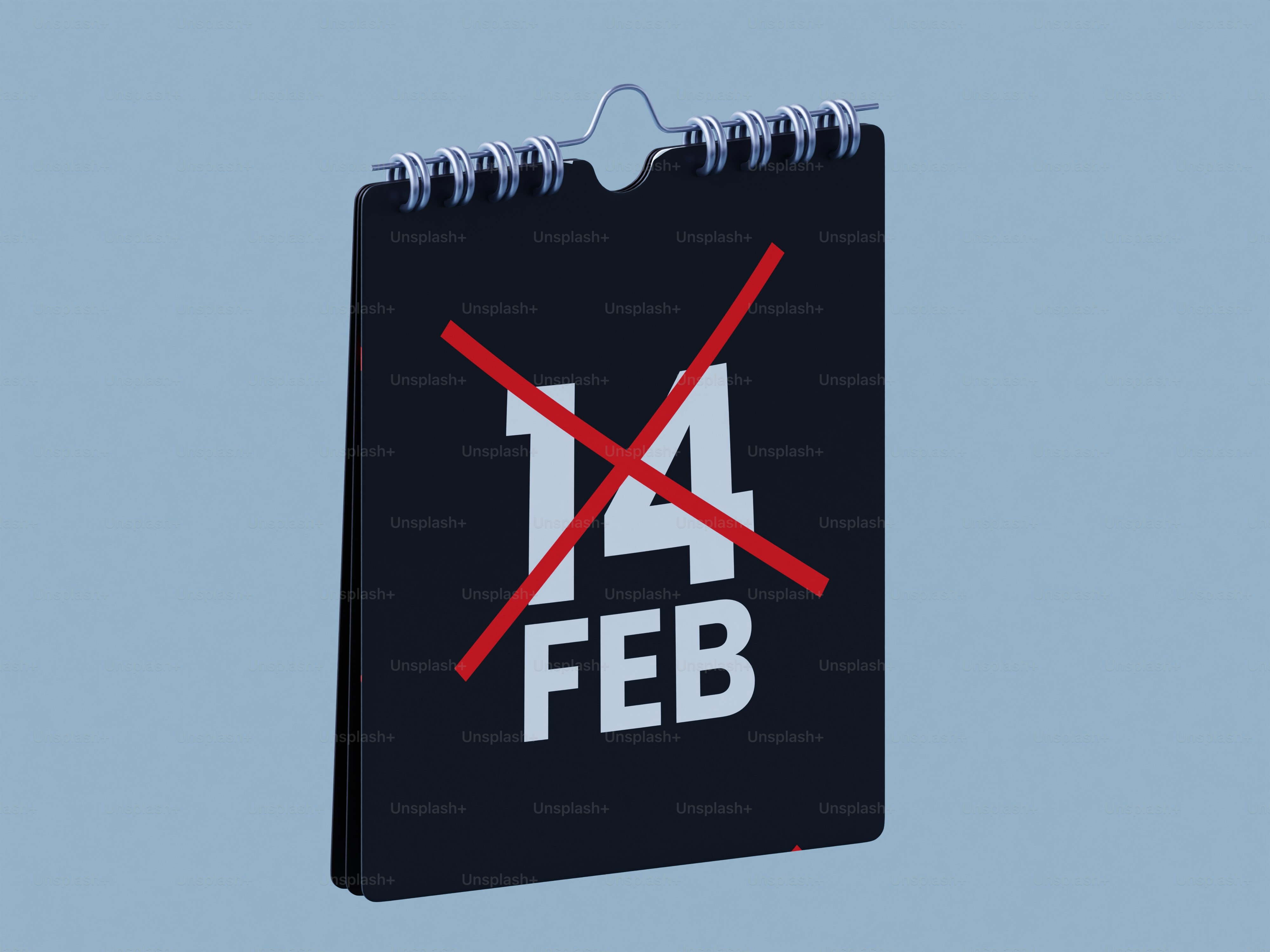 A black calendar with a red cross on it