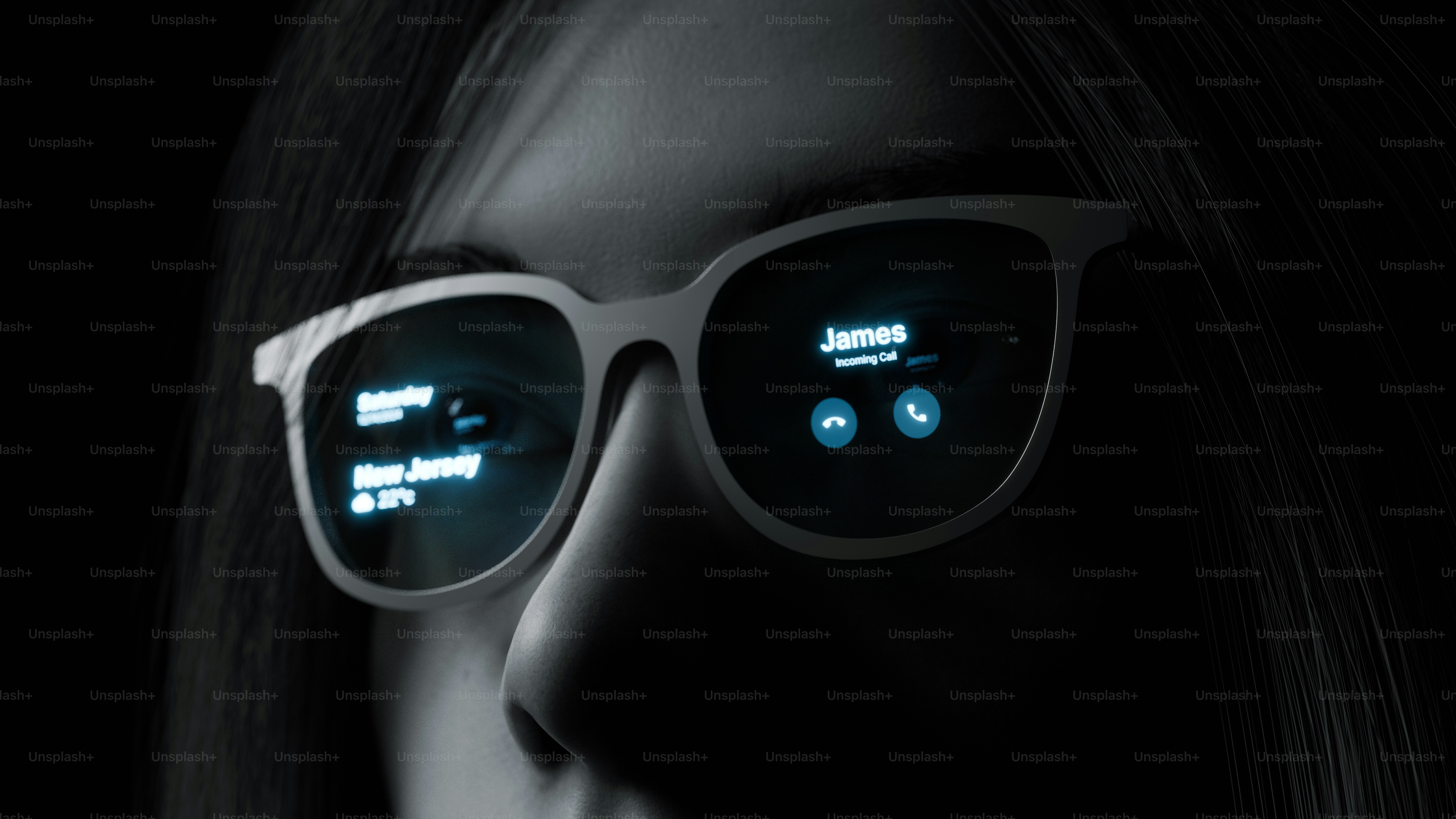 サングラスをかけた人物の接写