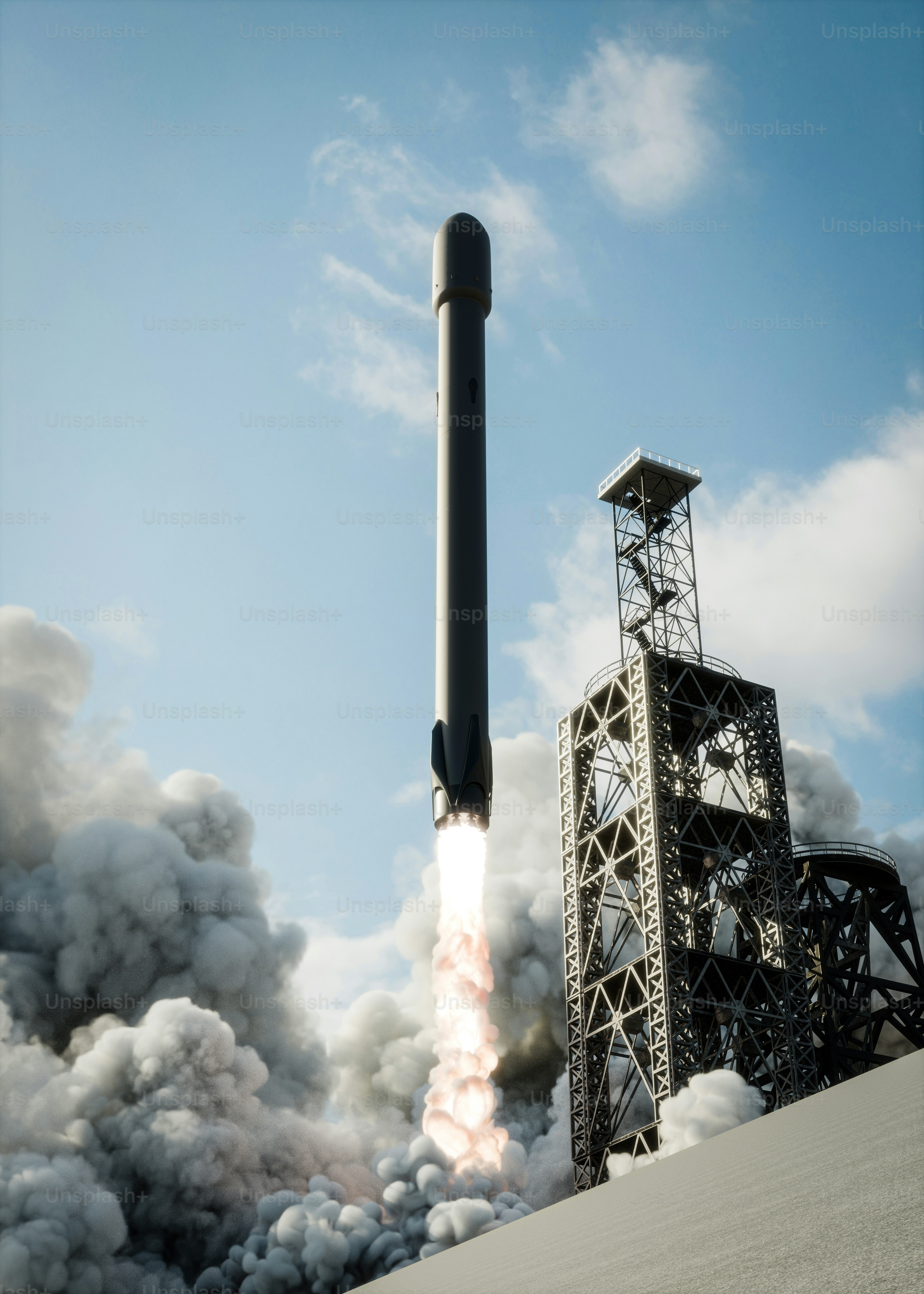 Un razzo che si lancia nel cielo da cui esce del fumo