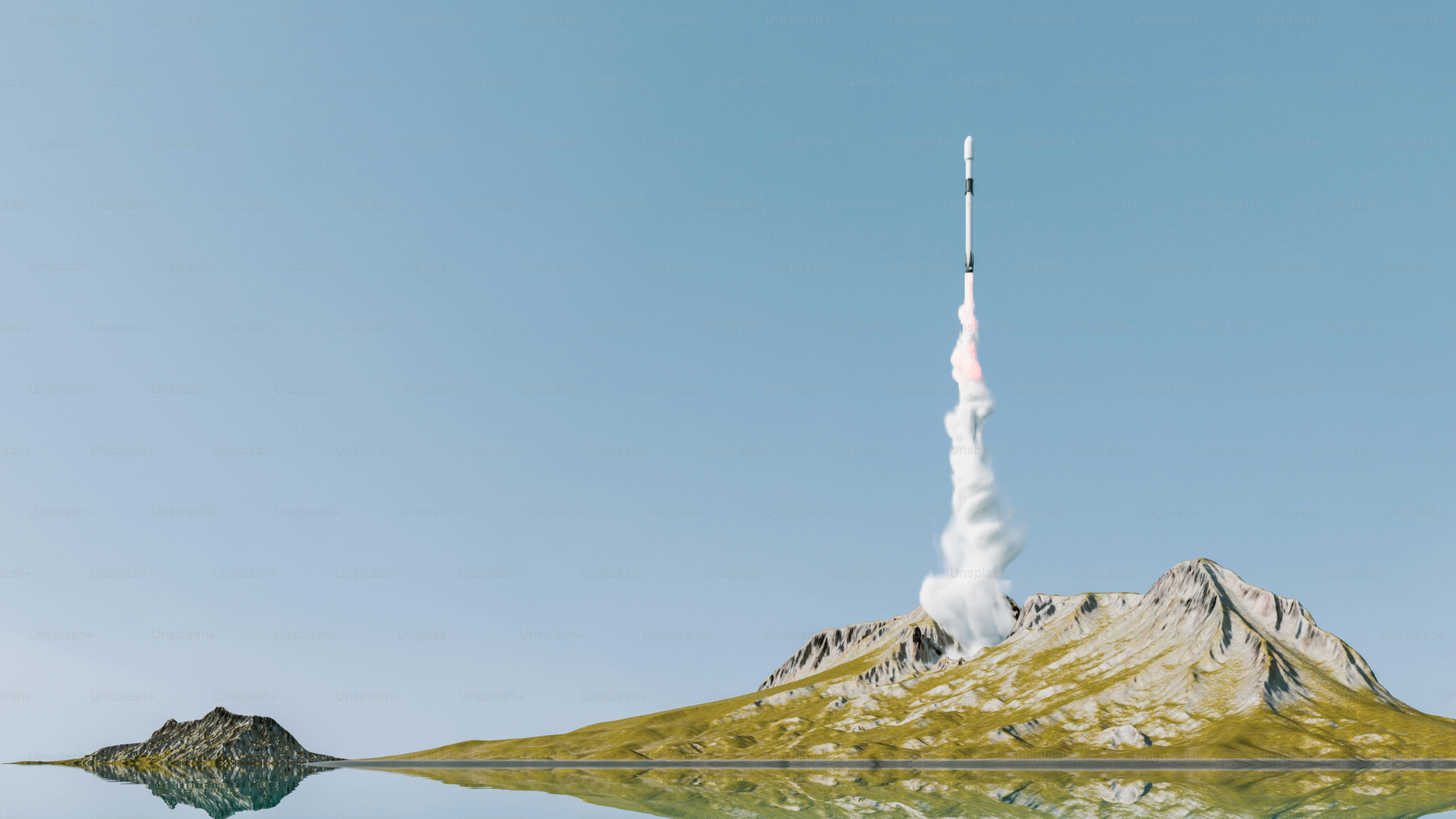 A very tall tower sitting in the middle of a lake