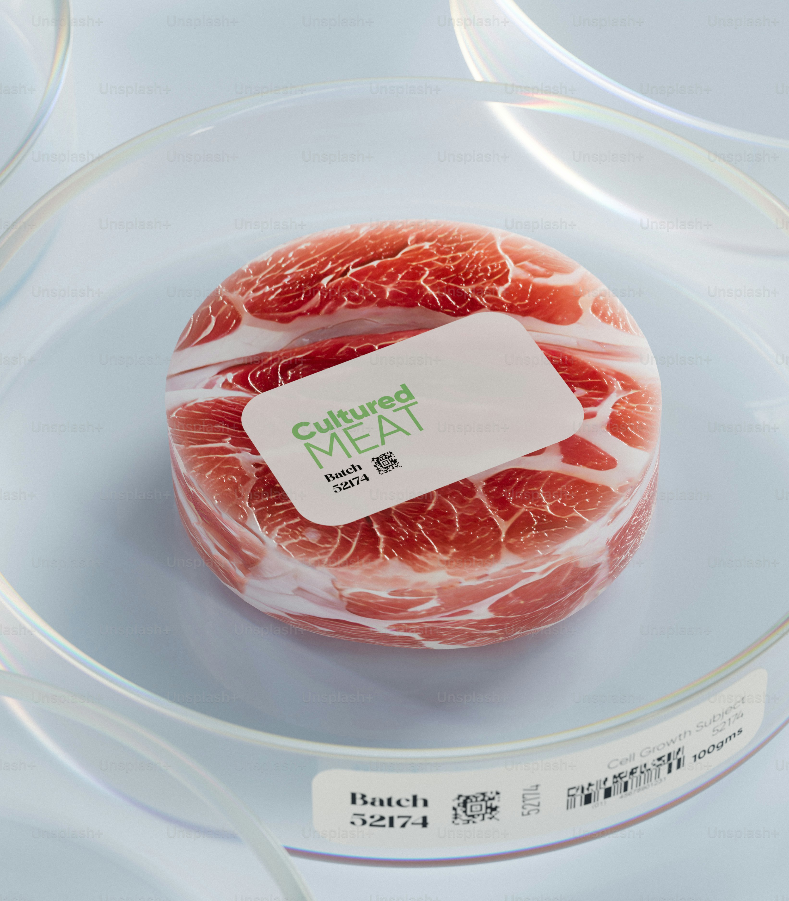 A piece of meat sitting on top of a white plate