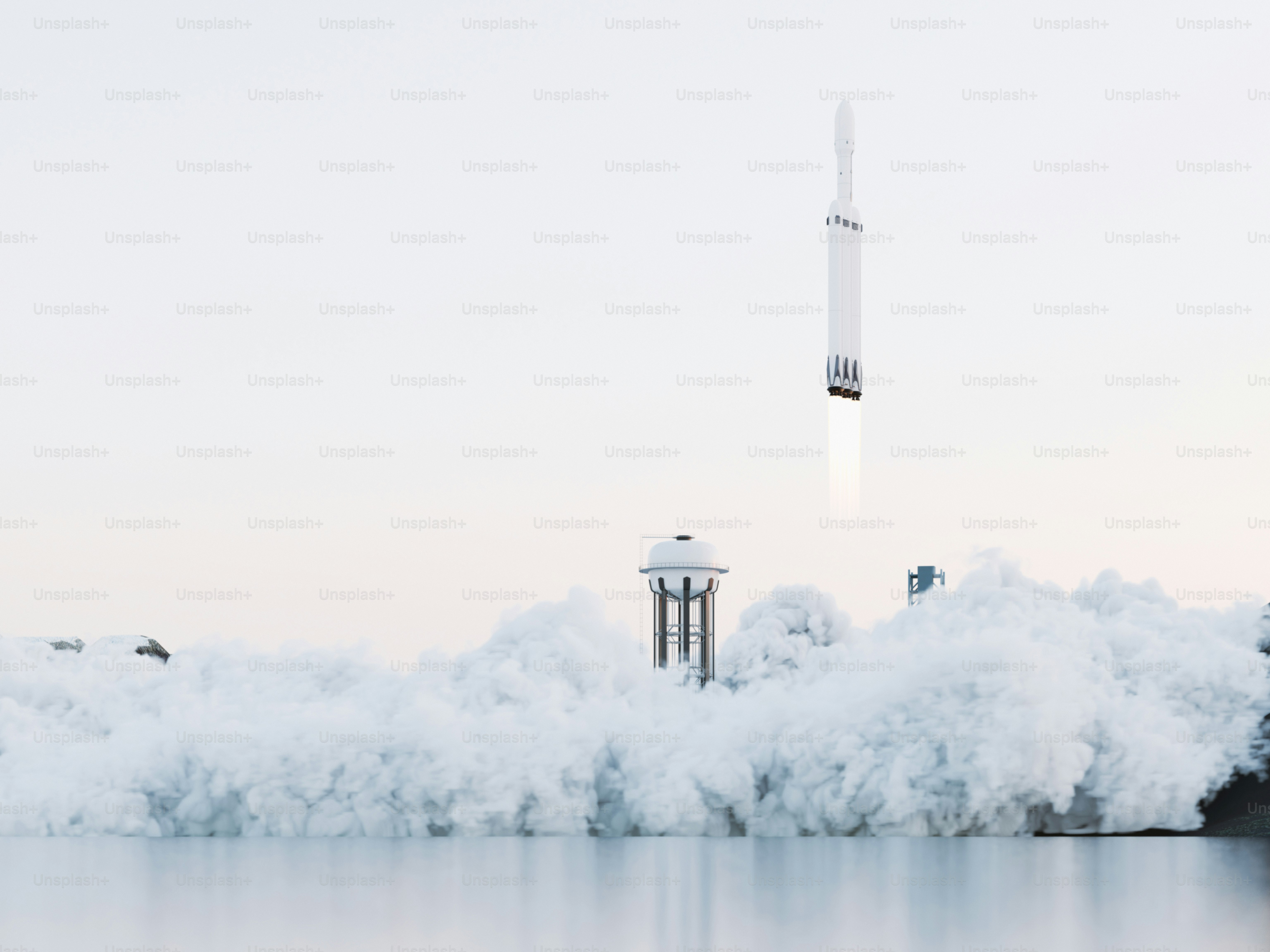 A large plume of smoke rising out of a body of water