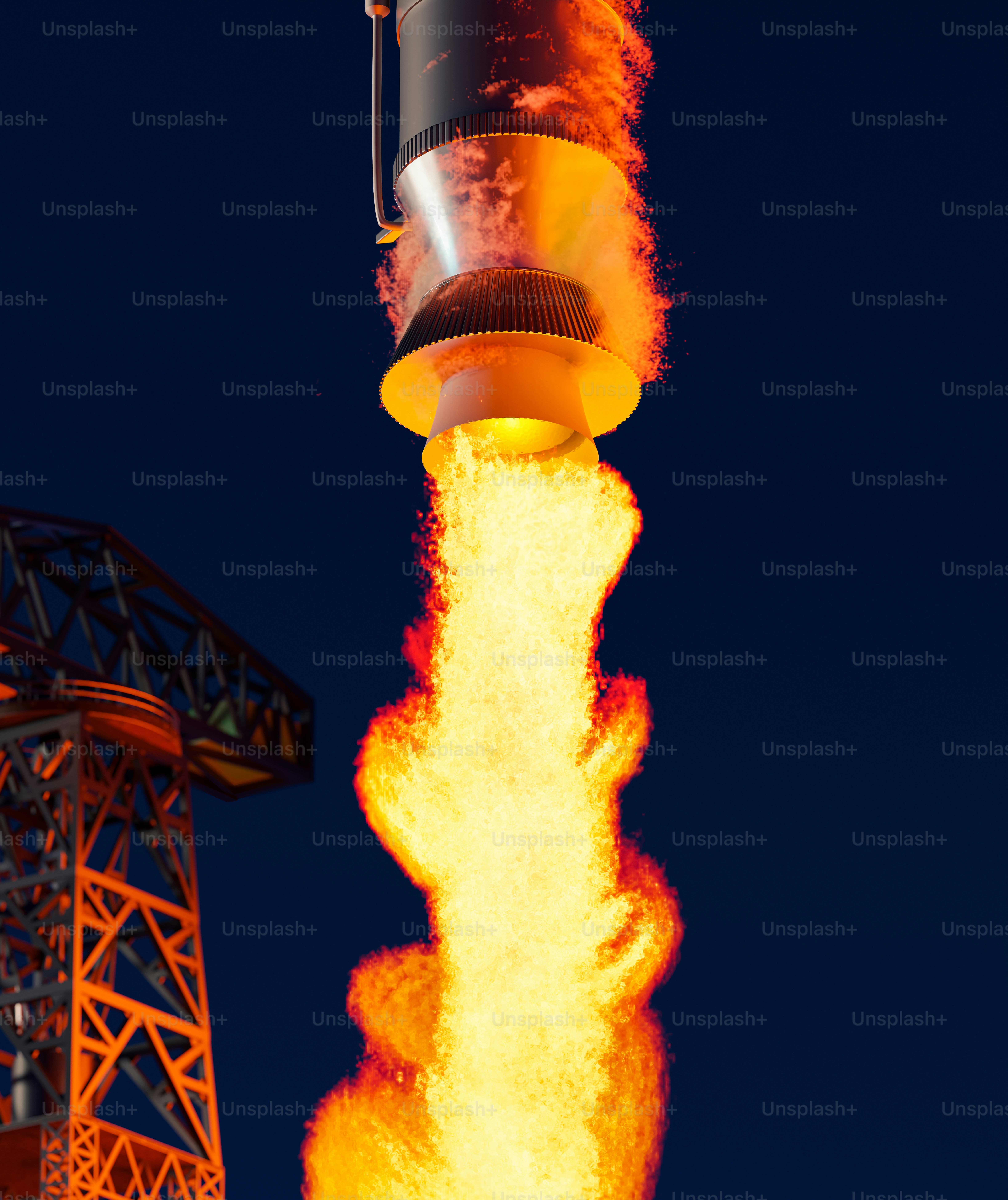 A rocket is being launched into the sky