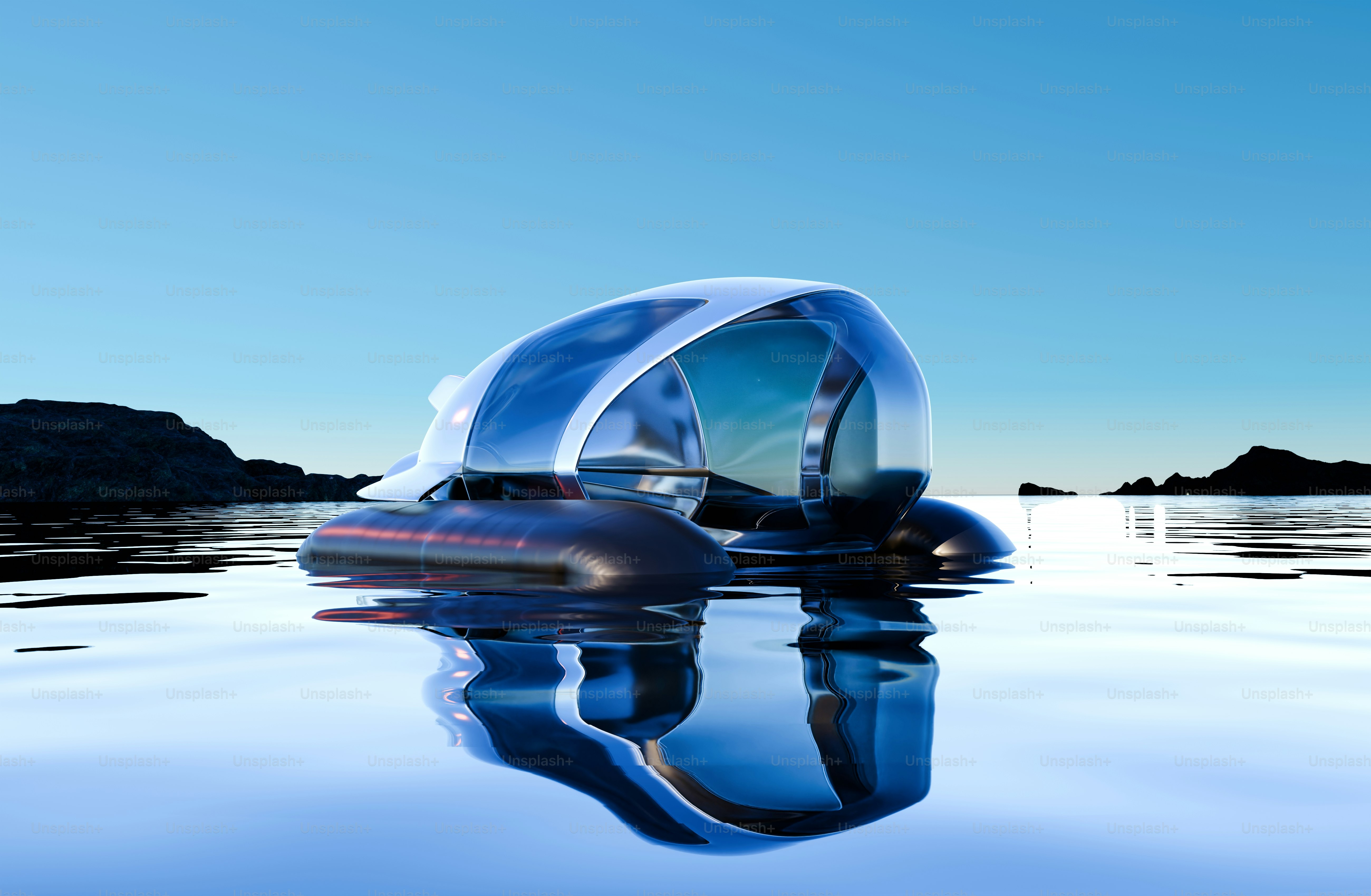 A boat floating on top of a body of water photo – Driving on water ...