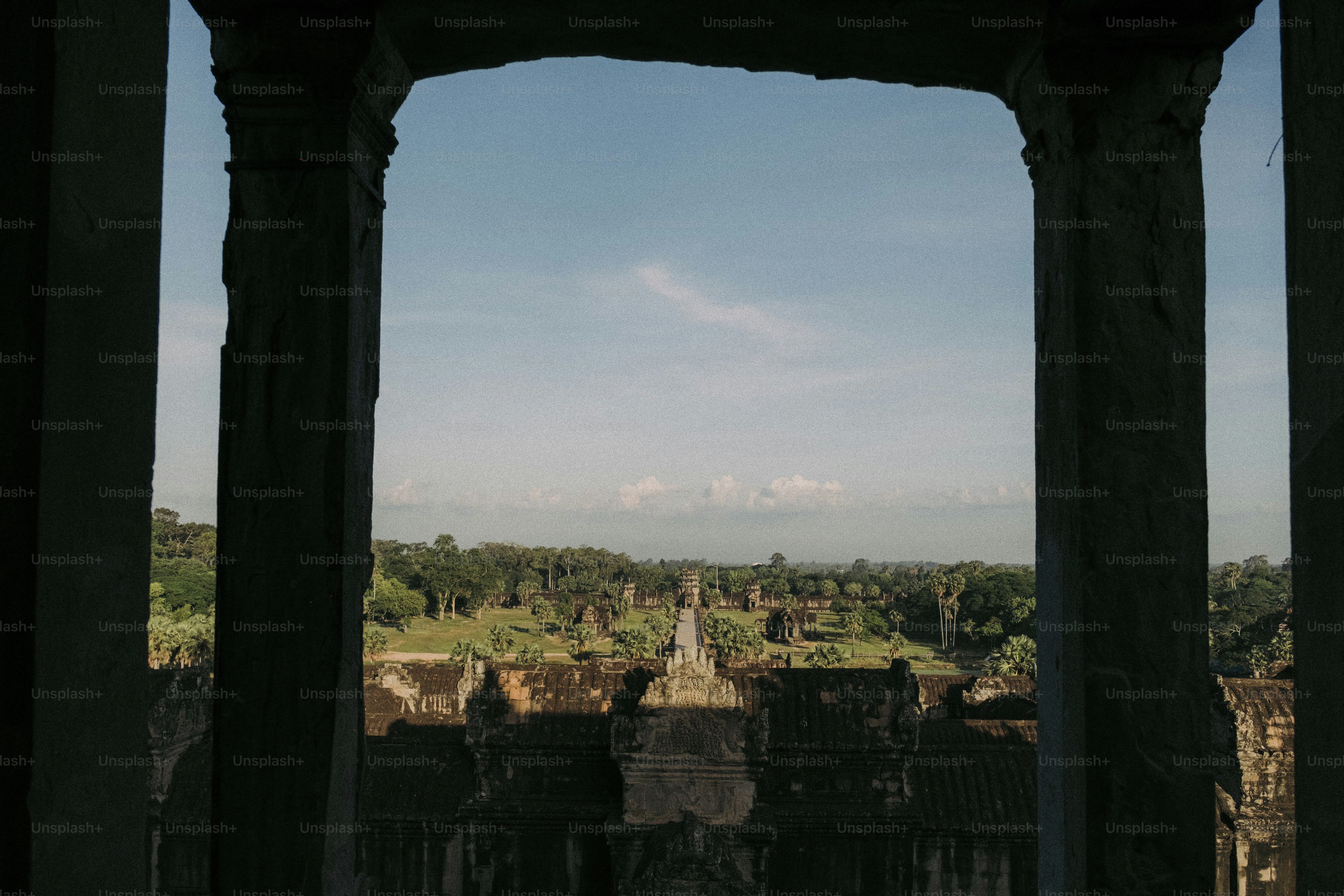 A view of a city from a window in a building