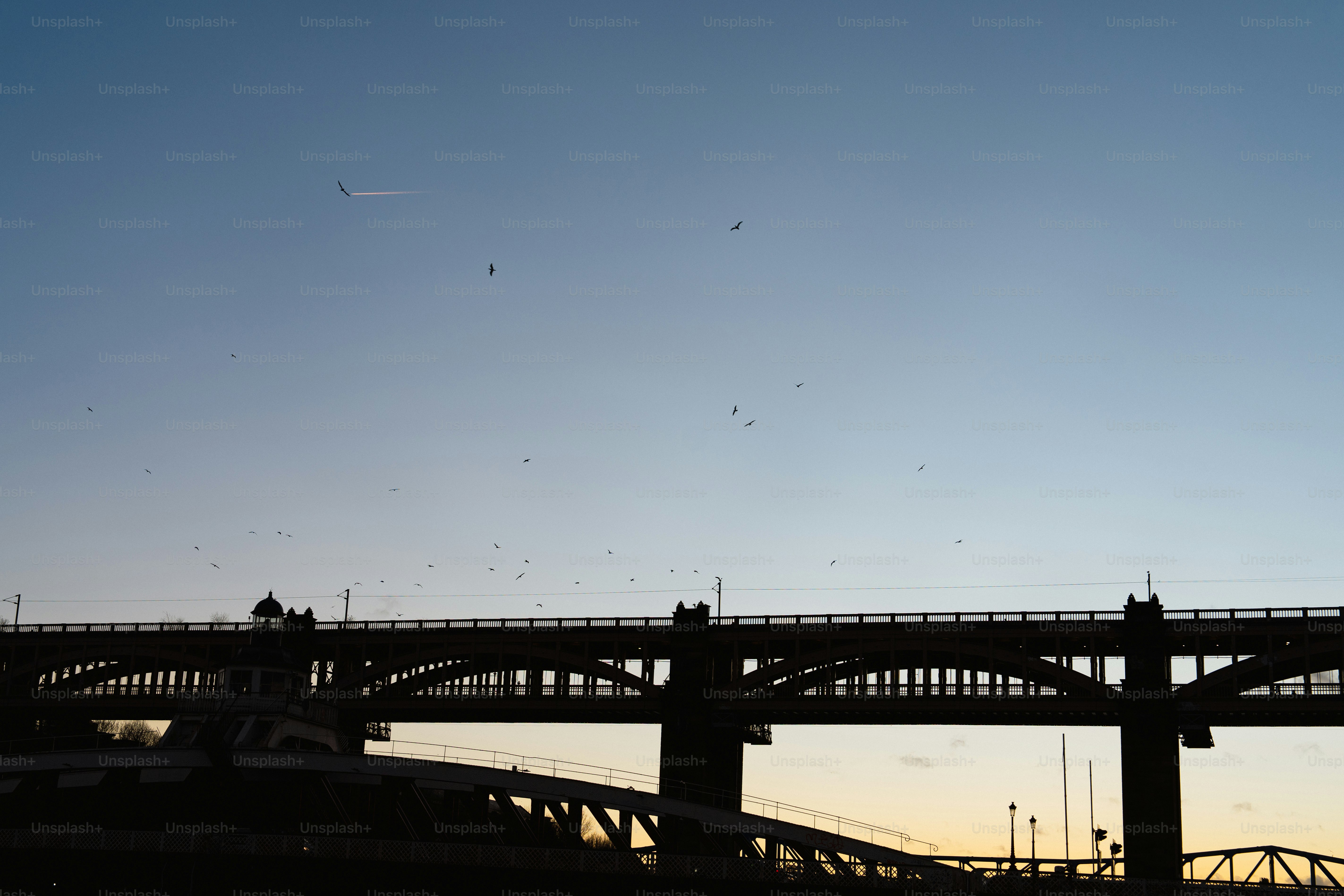 A bridge that has a train going over it