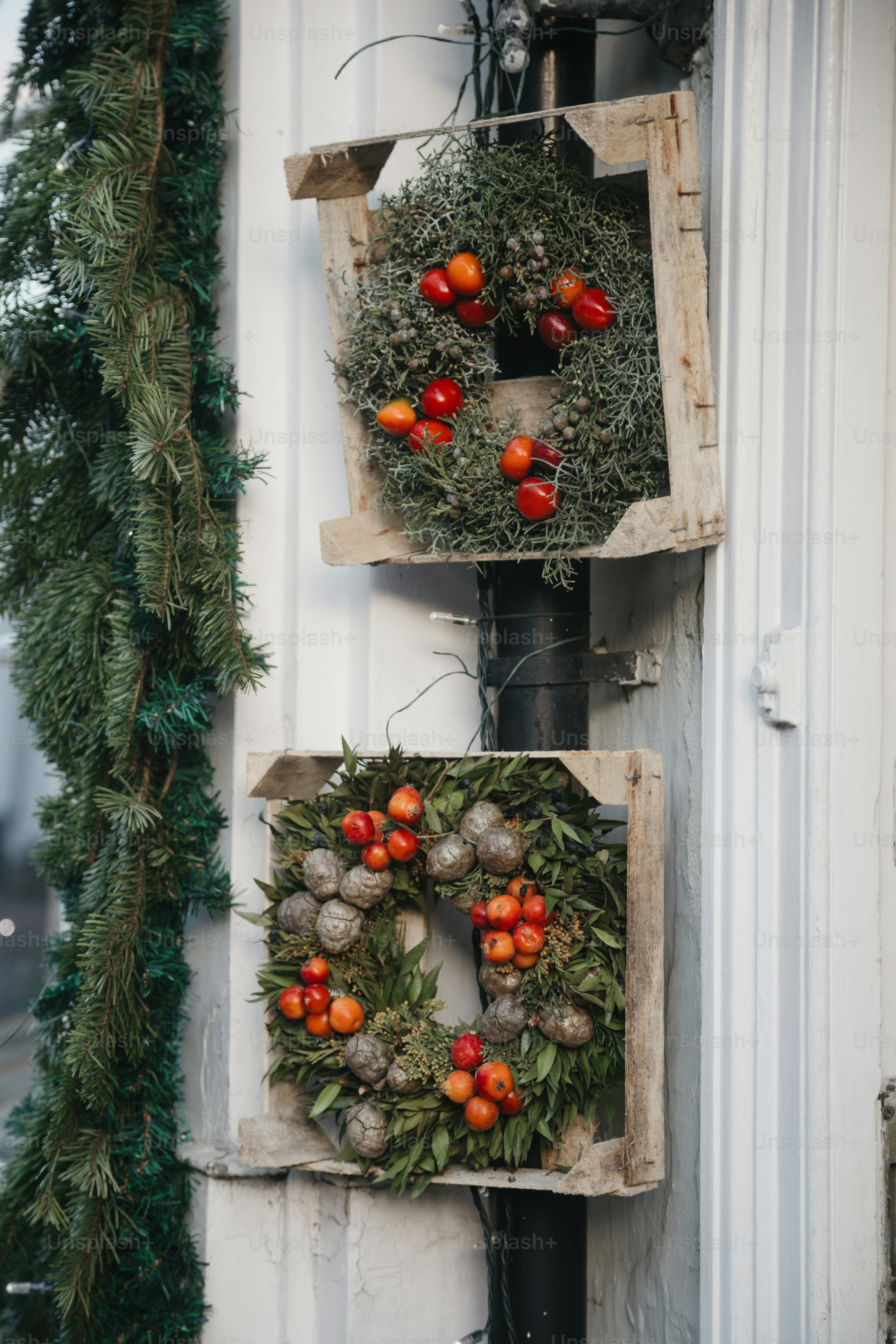 A couple of boxes that have some plants in them