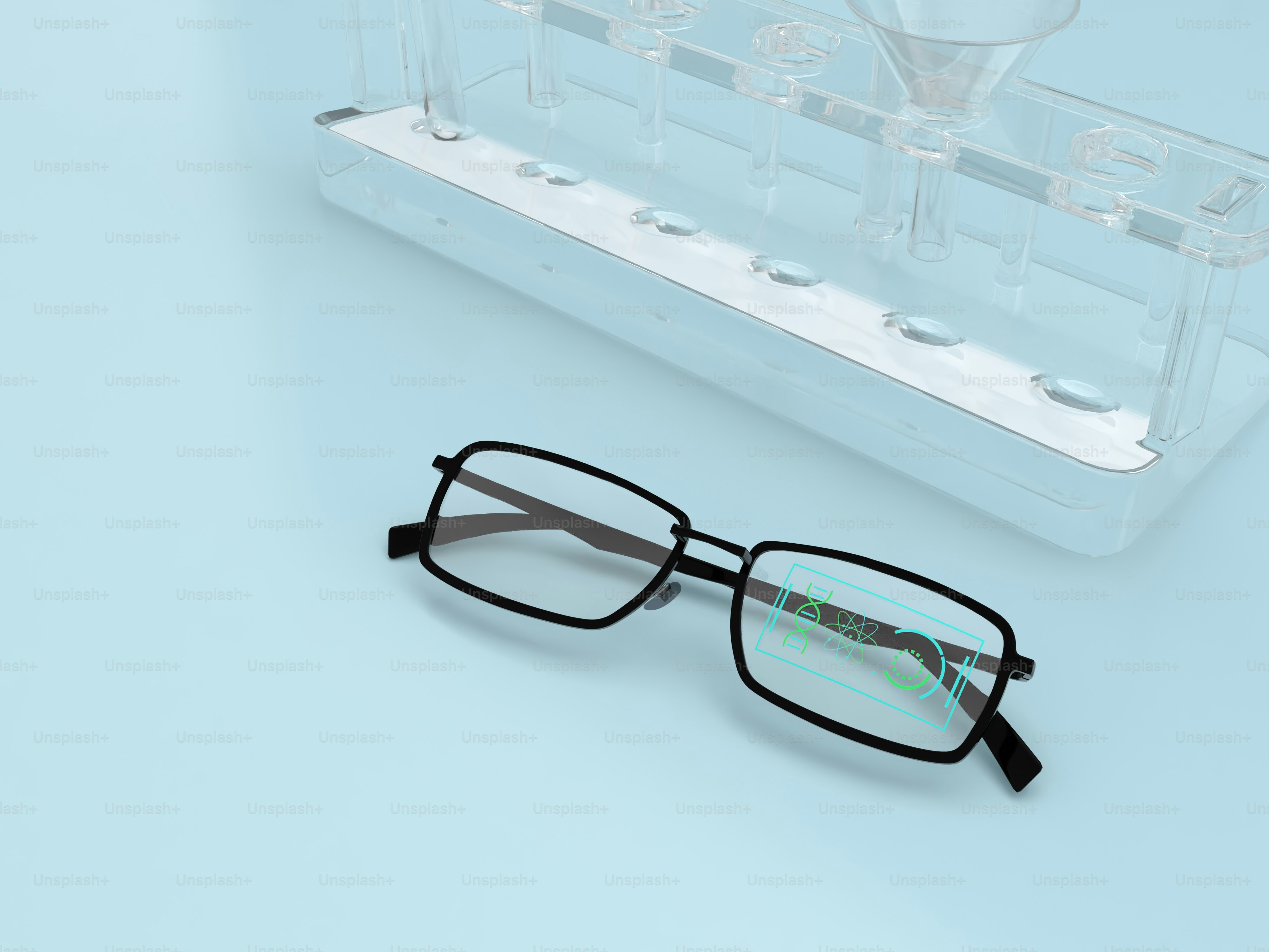 A pair of glasses sitting on top of a table