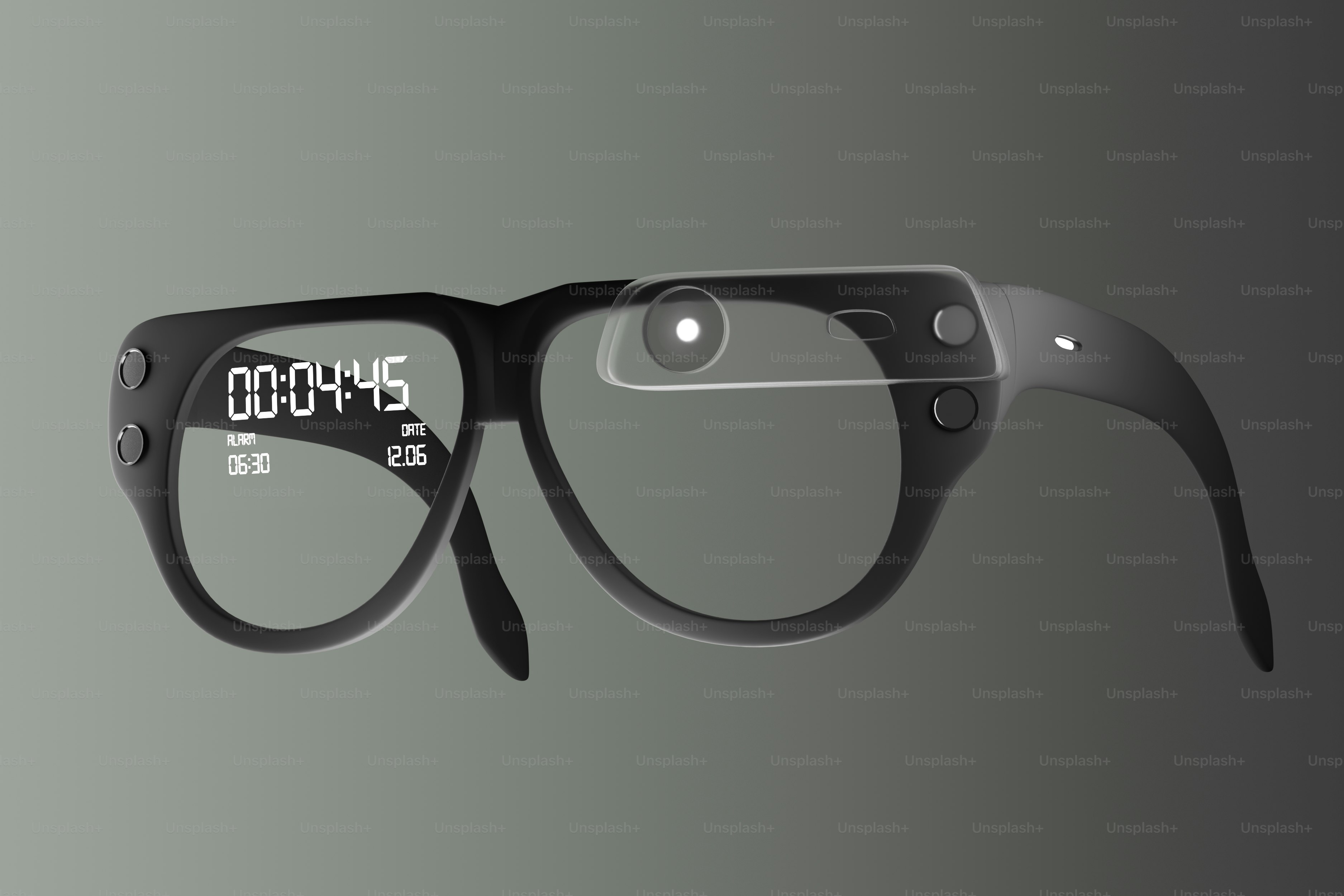 A pair of glasses with a timer on the lens